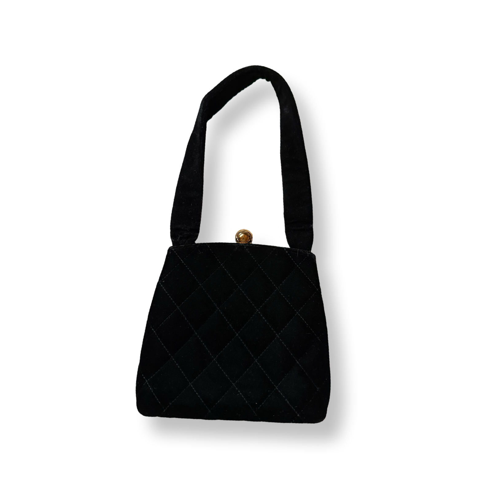 Chanel Vintage Black Velvet bag with gold hardware & big CC logo