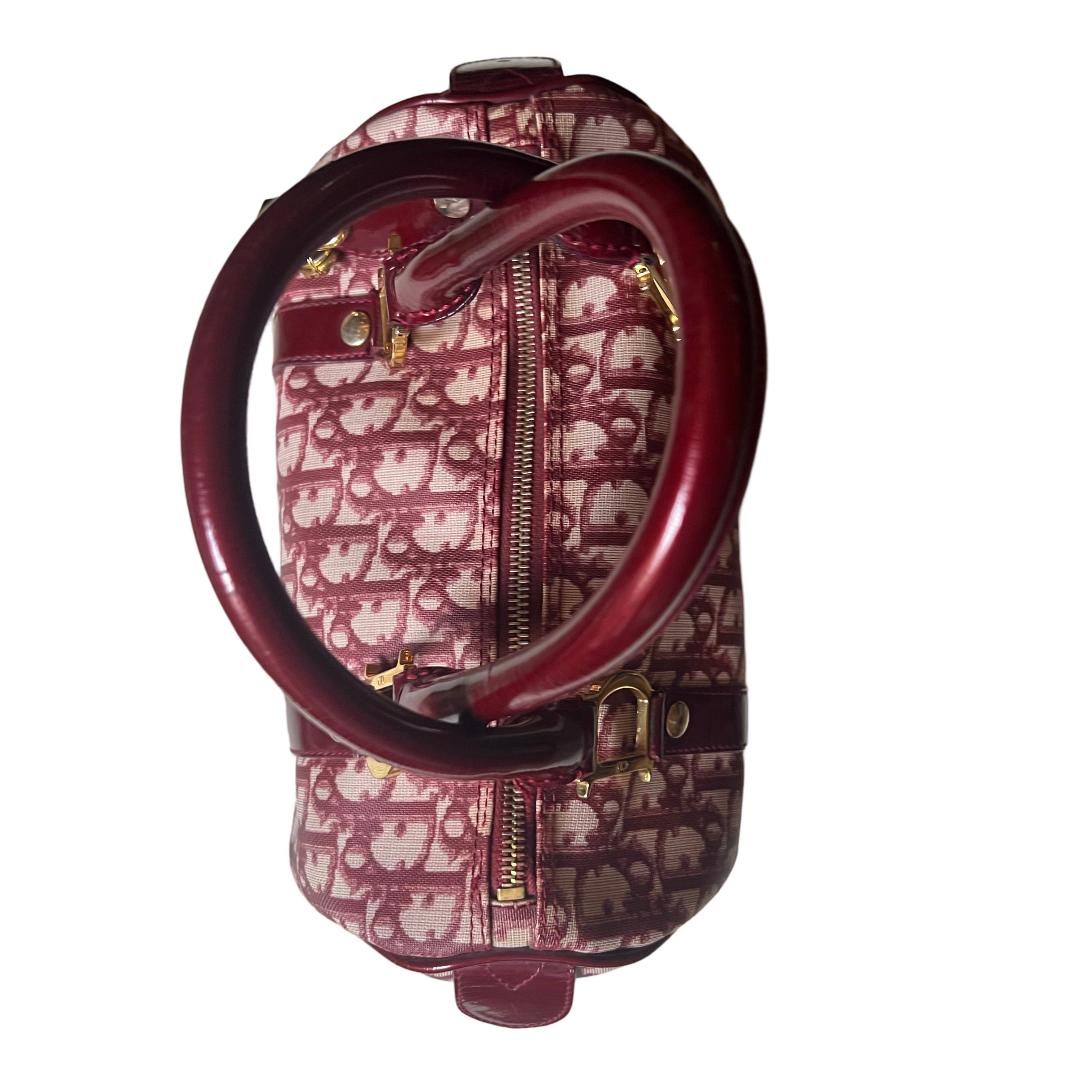 Christian Dior Boston Bag Red Burgundy Small 2000s retro old
