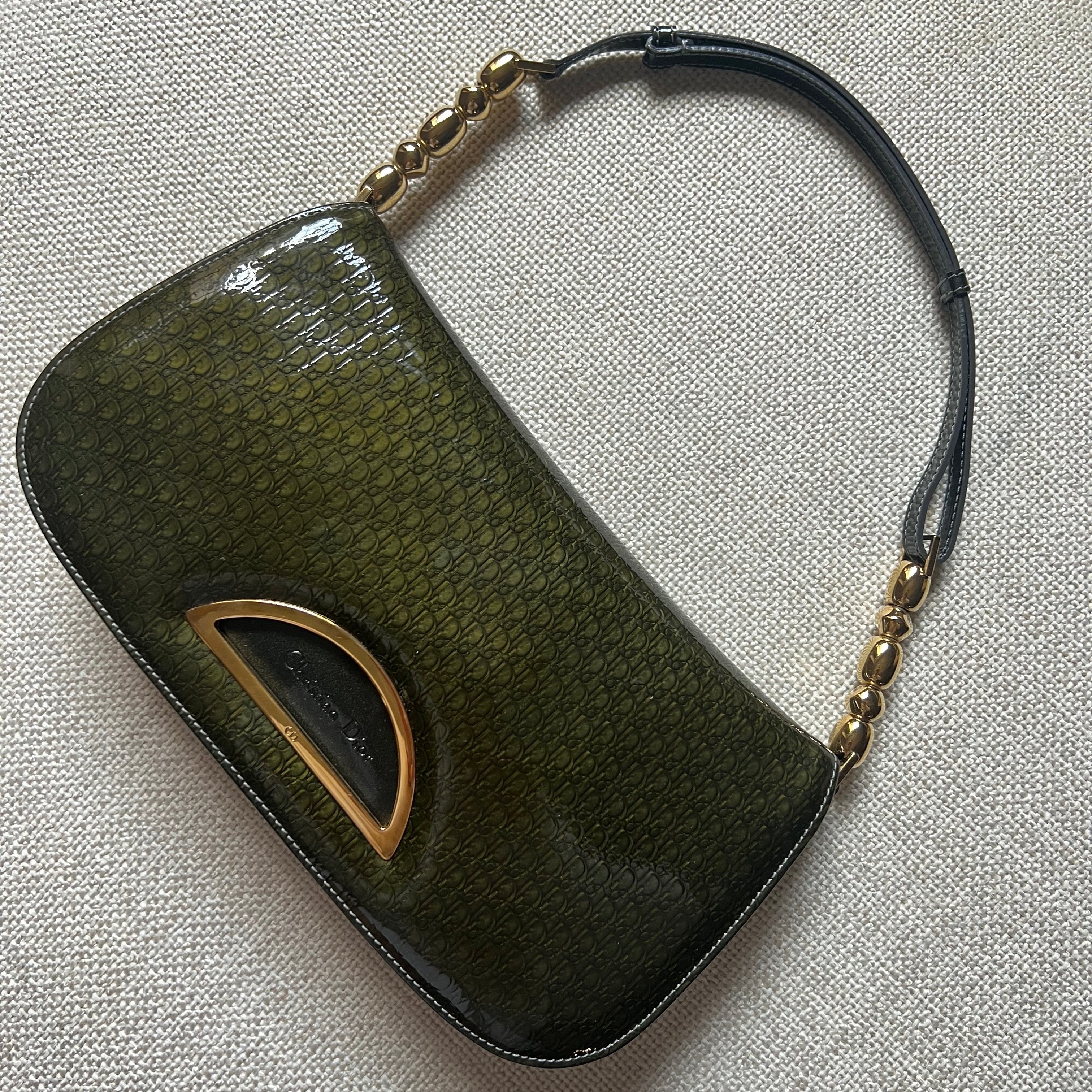 Christian Dior Malic Bag Green Patent Leather gold hardware