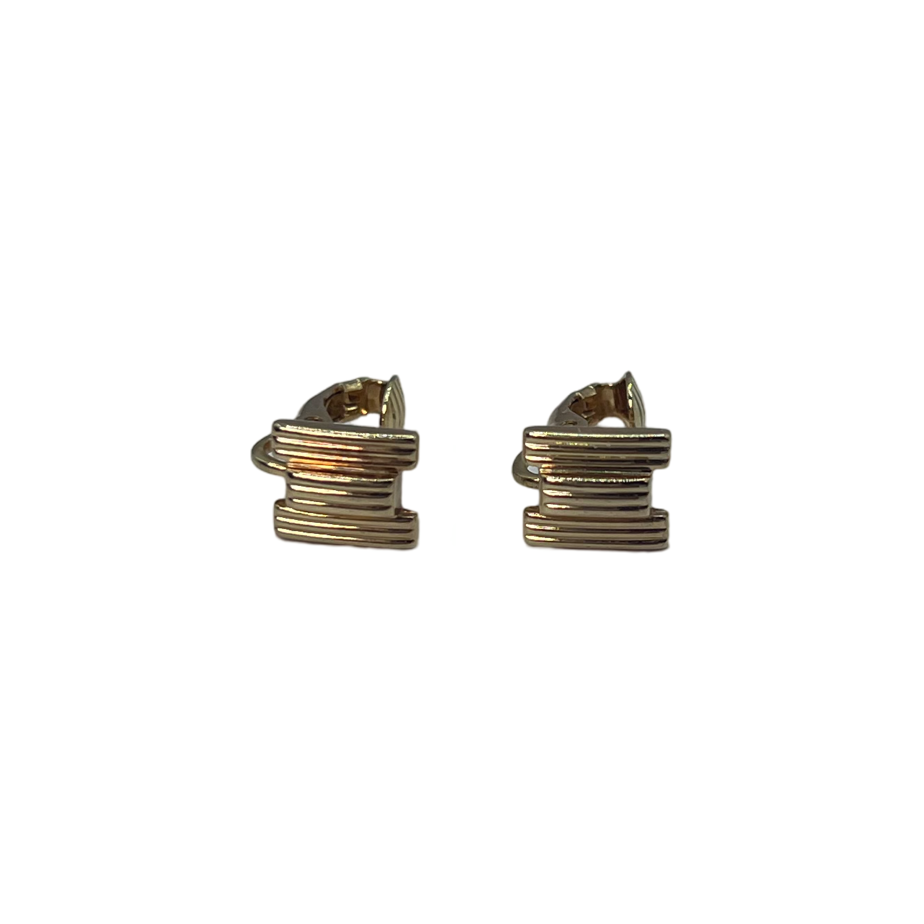 Christian Dior Gold retro earrings old gold linear design