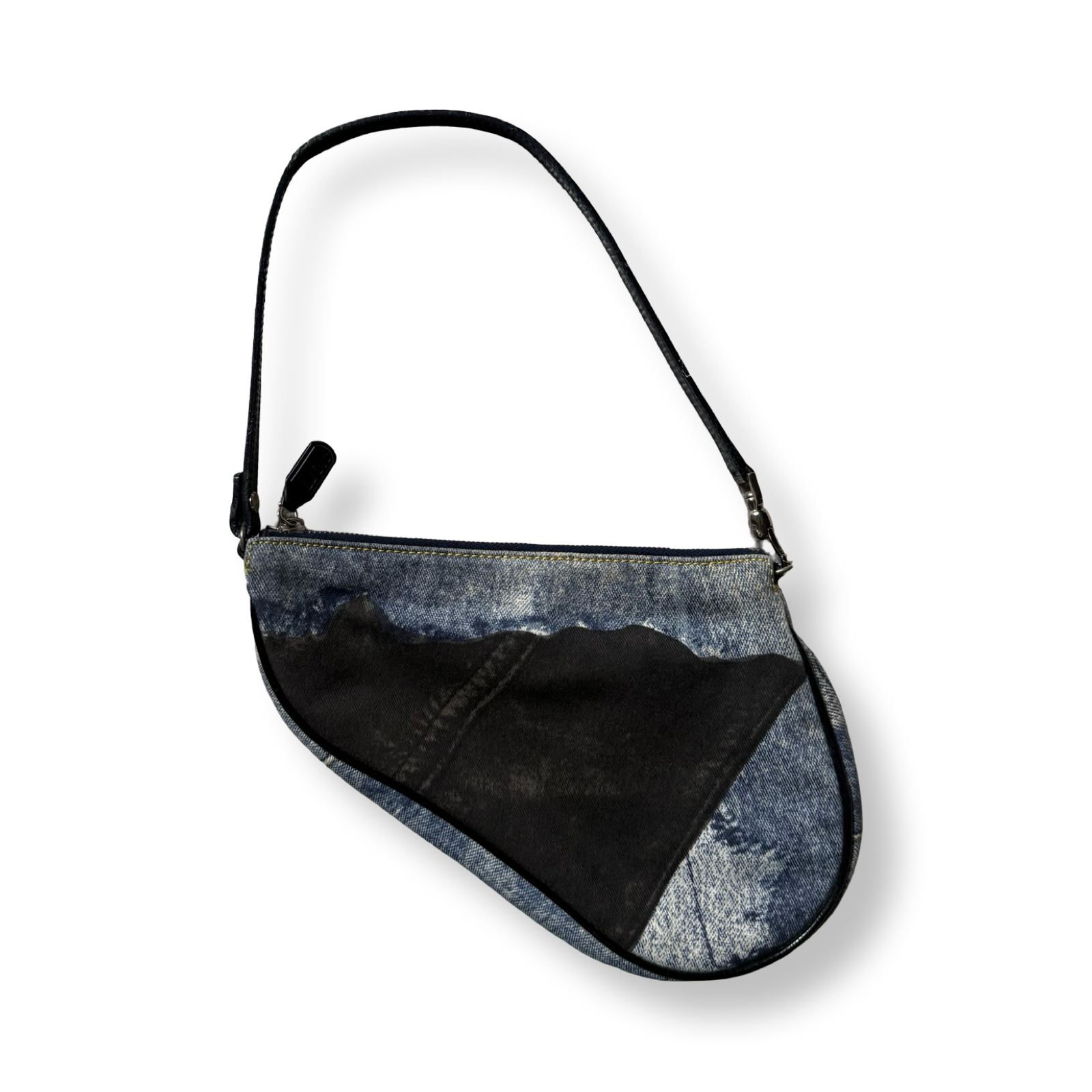 Dior Vintage Denim Print Saddle Pochette