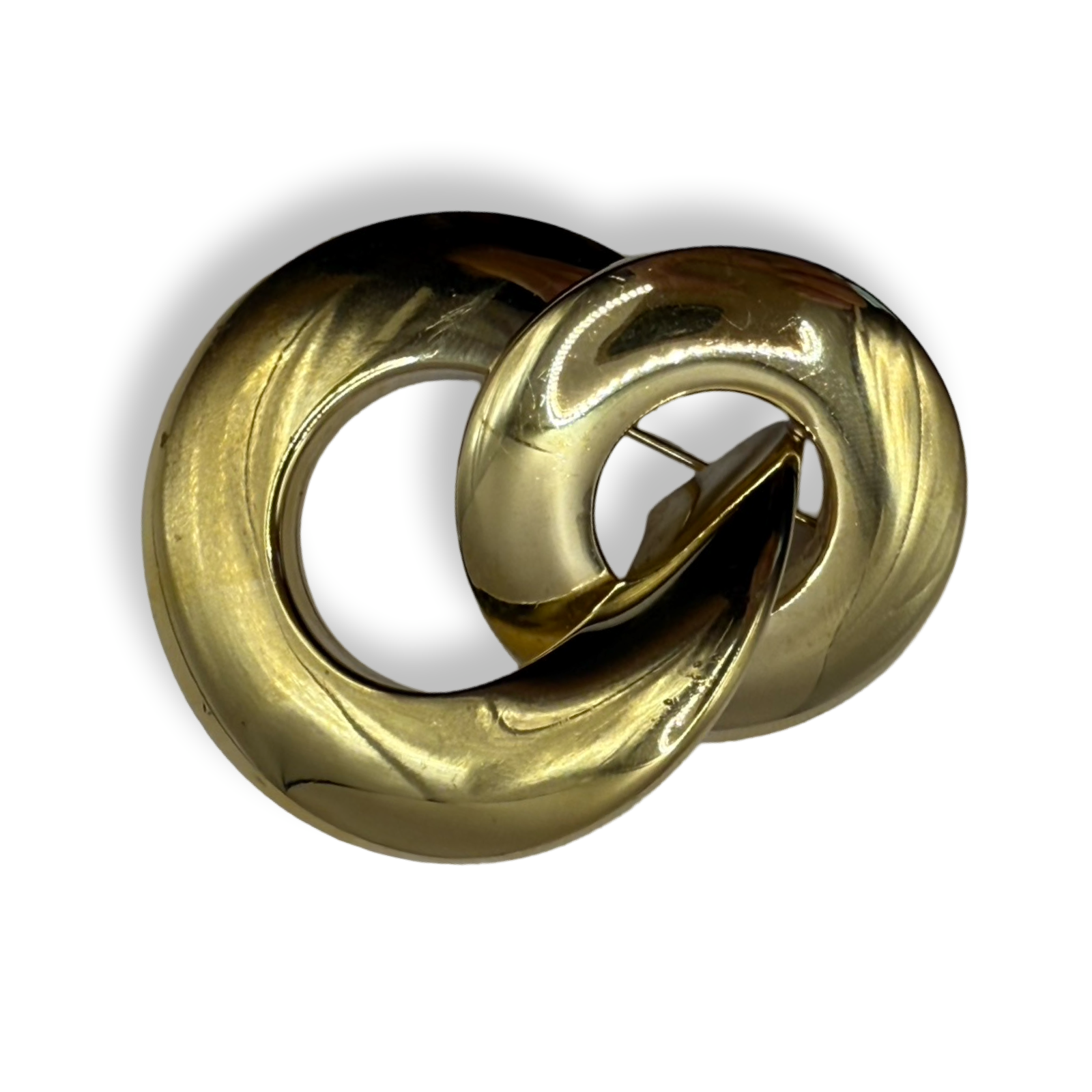 Dior vintage 1980s gold plated brooch round sculptural shape