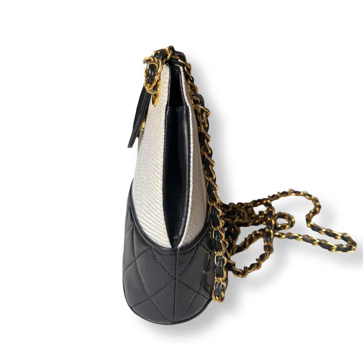 Chanel Vintage Raffia & Lambskin Tassel Bag
