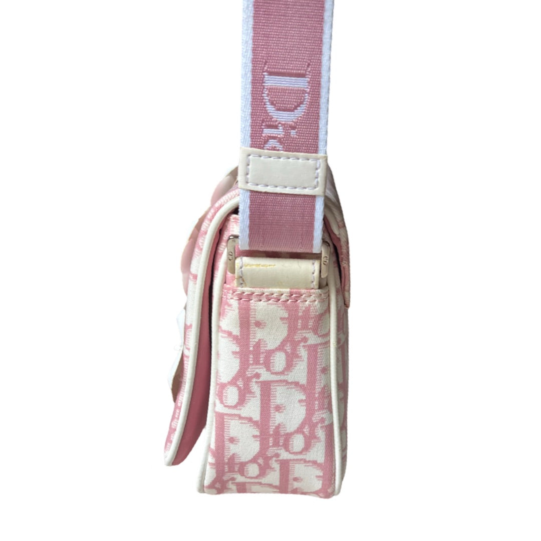 CHristian Dior Pink Trotter Flap Cross Body Bag