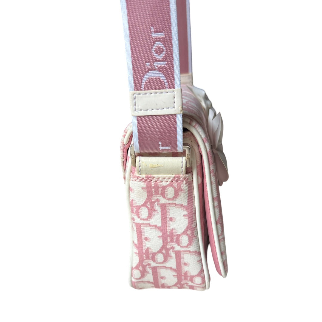 Christian Dior Pink White Trotter 2000s crossbody bag