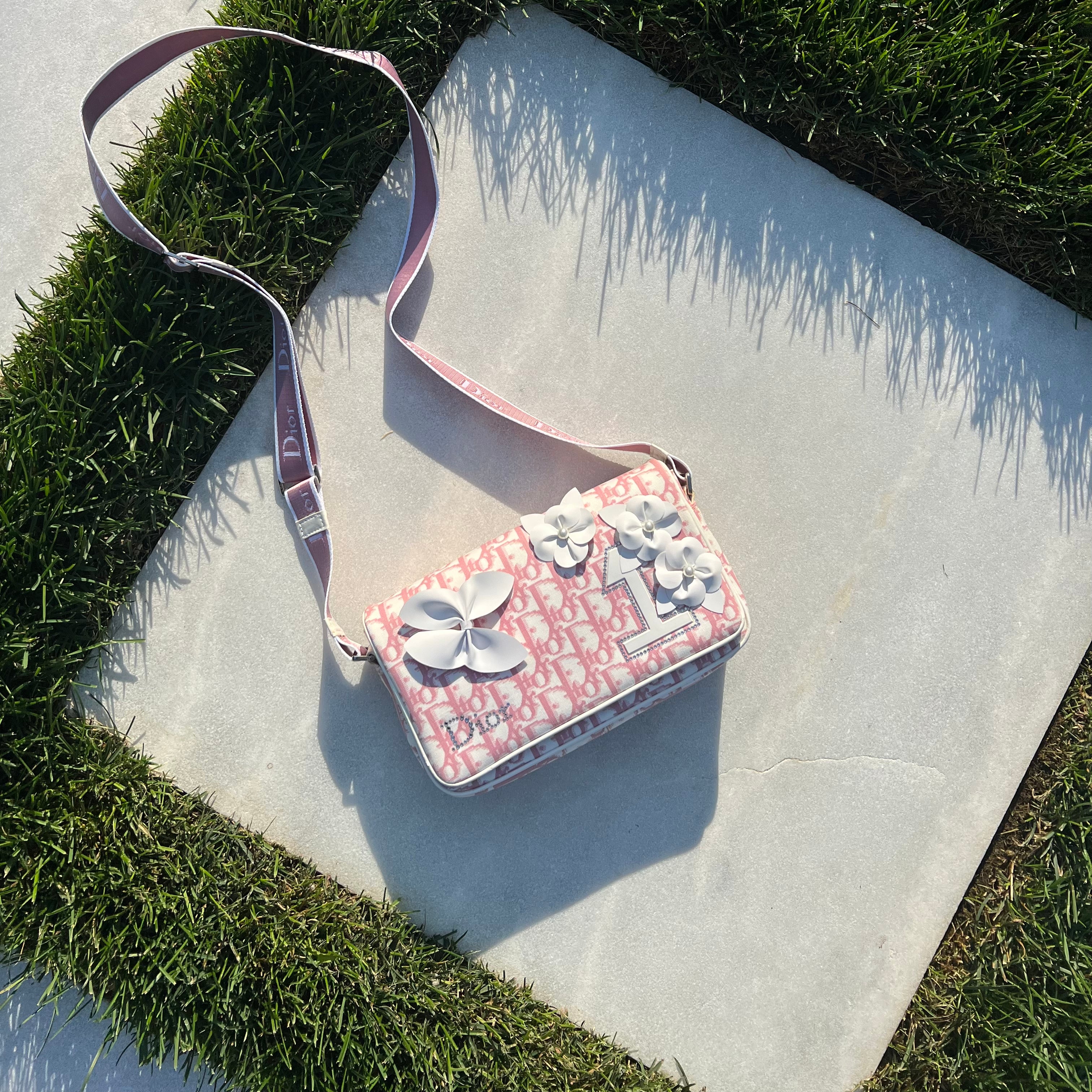 Christian Dior Girly Flap Bag Pink Trotter 3d applique
