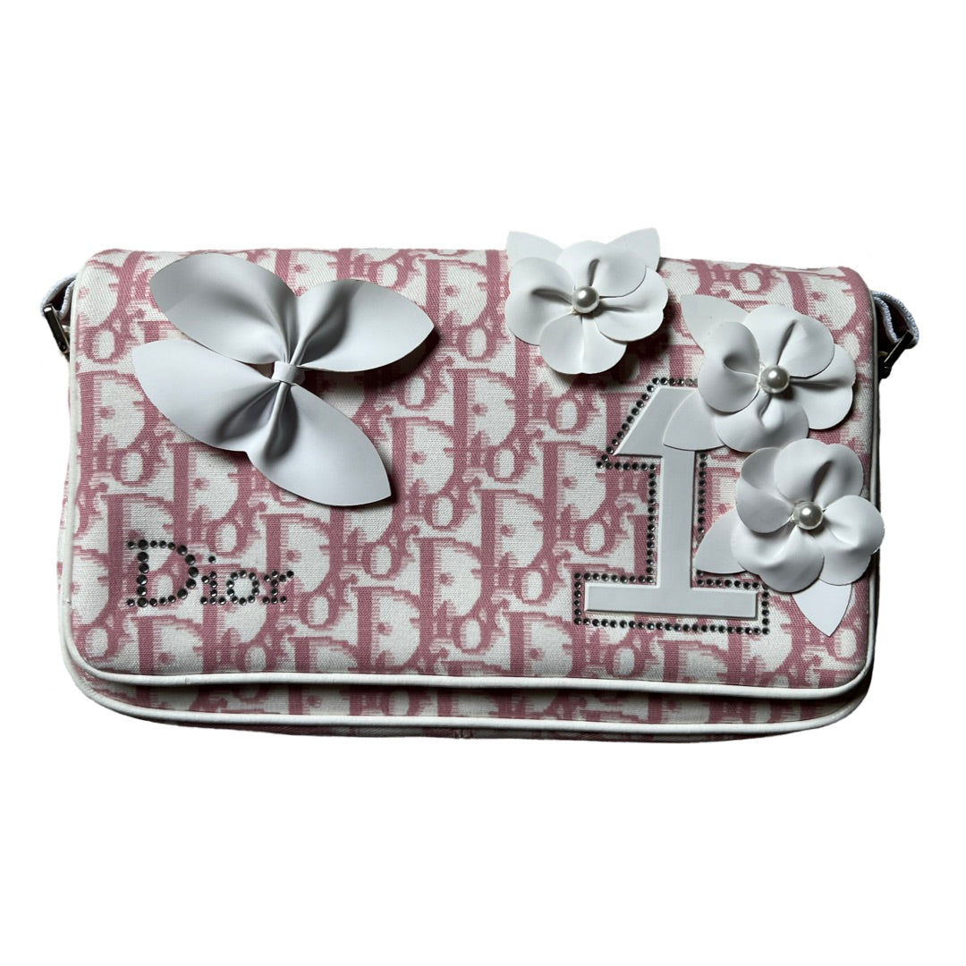 Dior Girly Trotter Flap Bag Pink and White 2000s