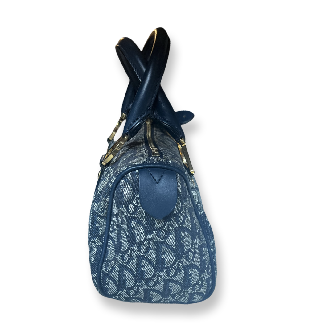 Vintage Christian Dior Mini Trotter speedy Bag navy blue classic dior blue
