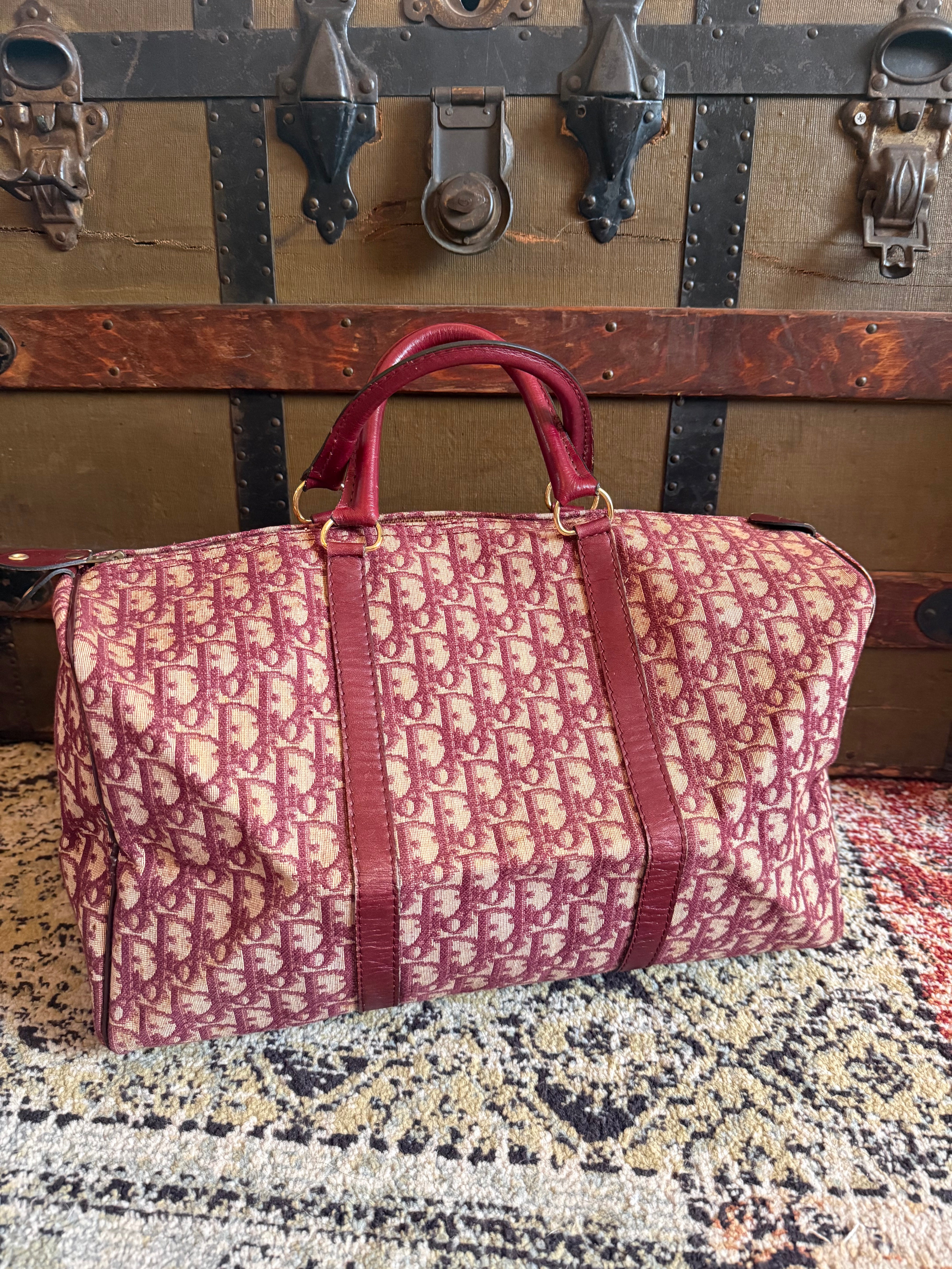 Vintage Christian Dior Authentic Trotter Boston Bag Large red