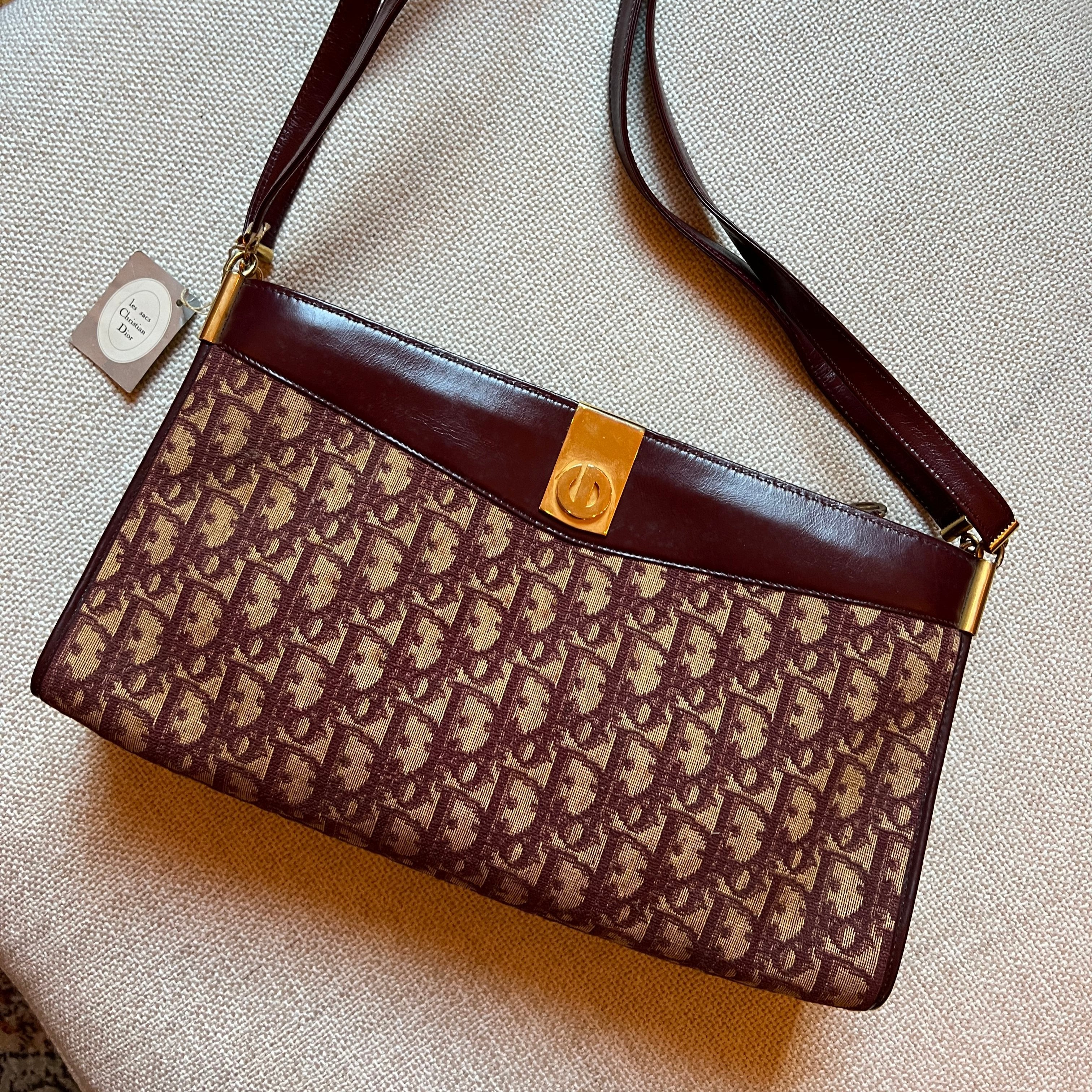 Christian Dior Vintage Diorissimo Oxblood color handbag double straps