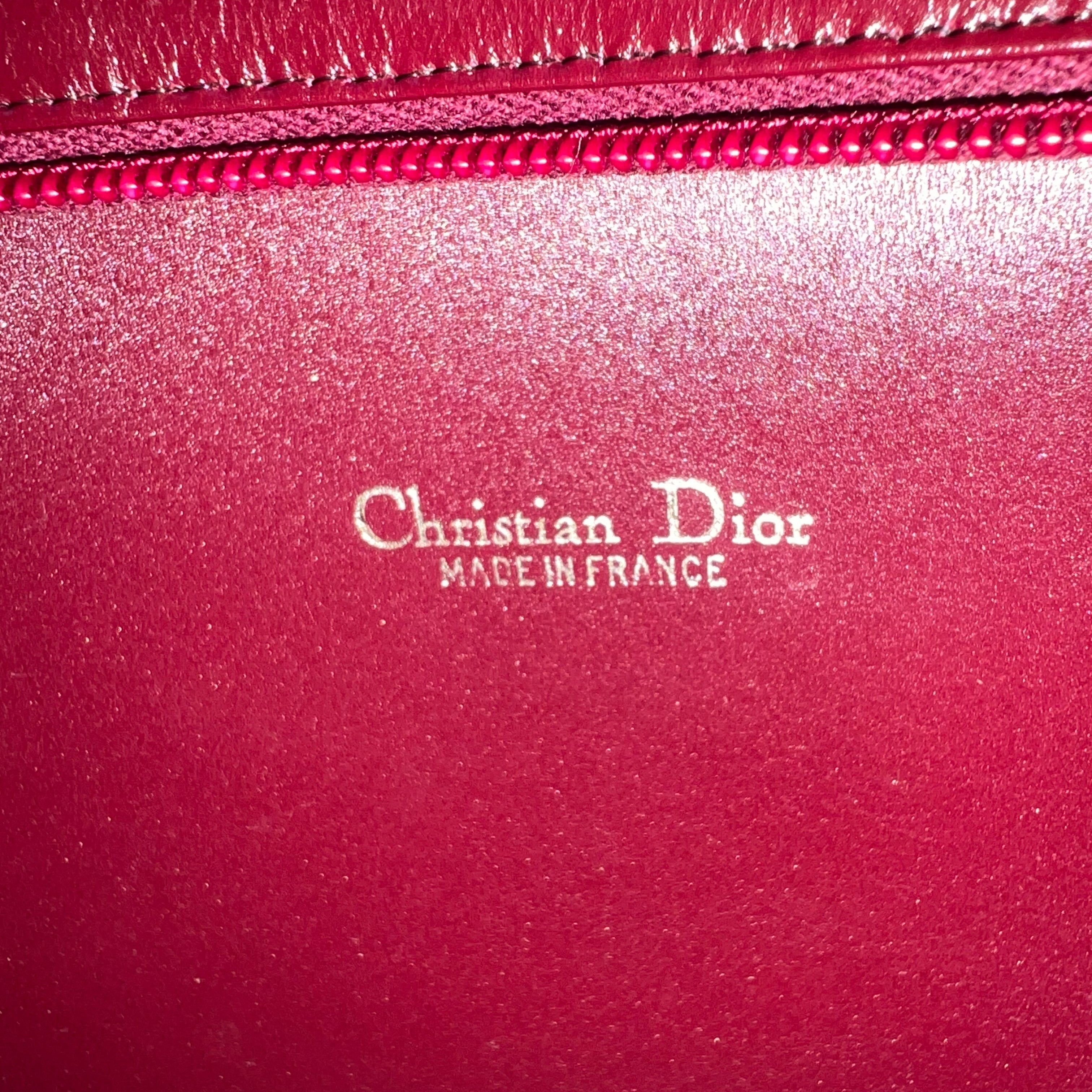 Christian Dior authentic vintage handbag oxblood leather and trotter print