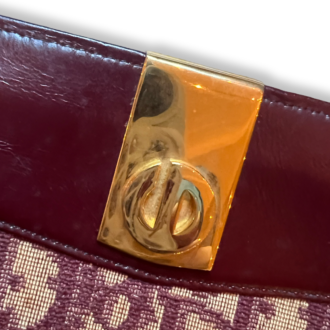 Christian Dior Vintage Shoulder Bag wine calfskin leather gold hardware