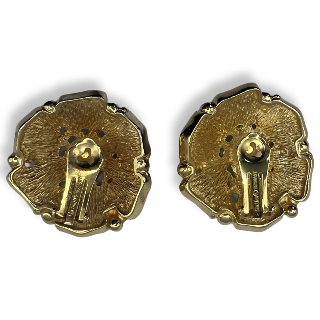 Christian Dior Earrings vintage gold multi color gem stones