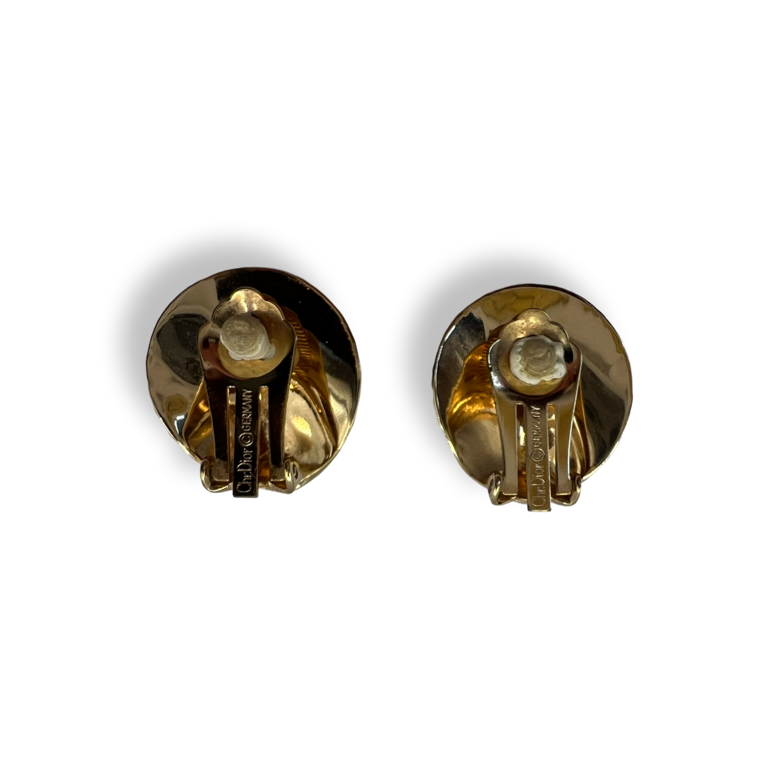 Christian Dior Vintage Earrings Seashell Gold