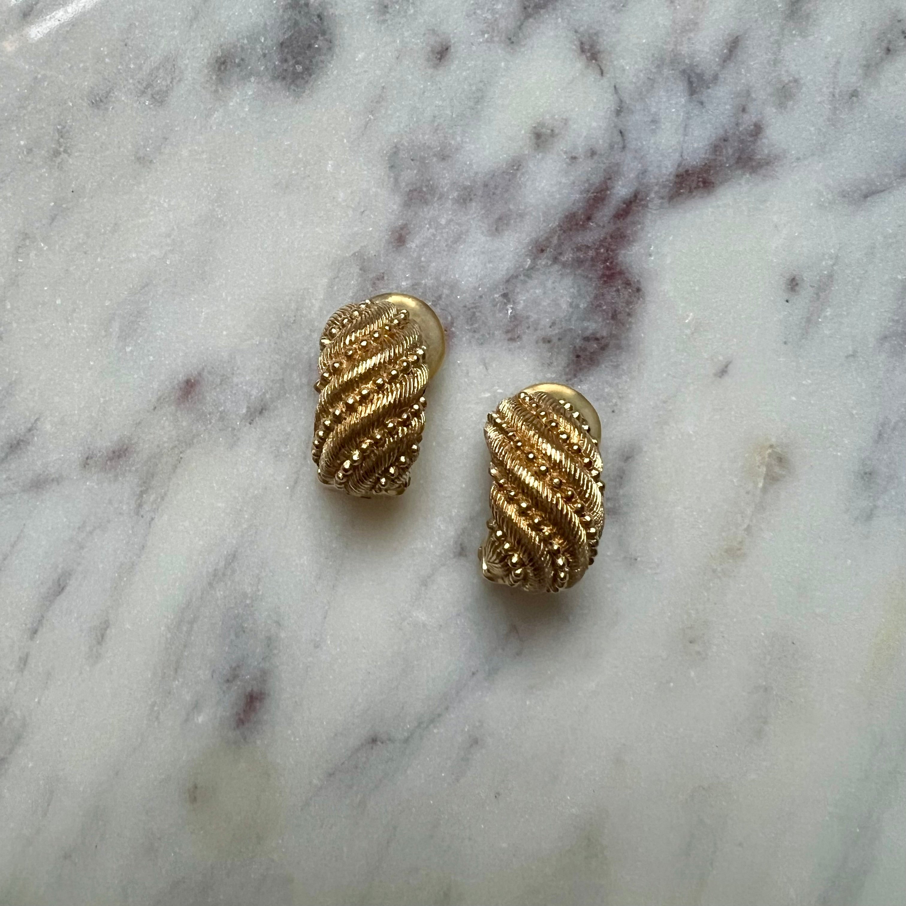 Vintage Christian Dior Gold Plated half hoop earrings