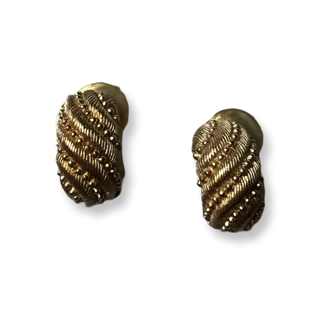 Christian Dior Vintage gold plated textured half hoop earrings