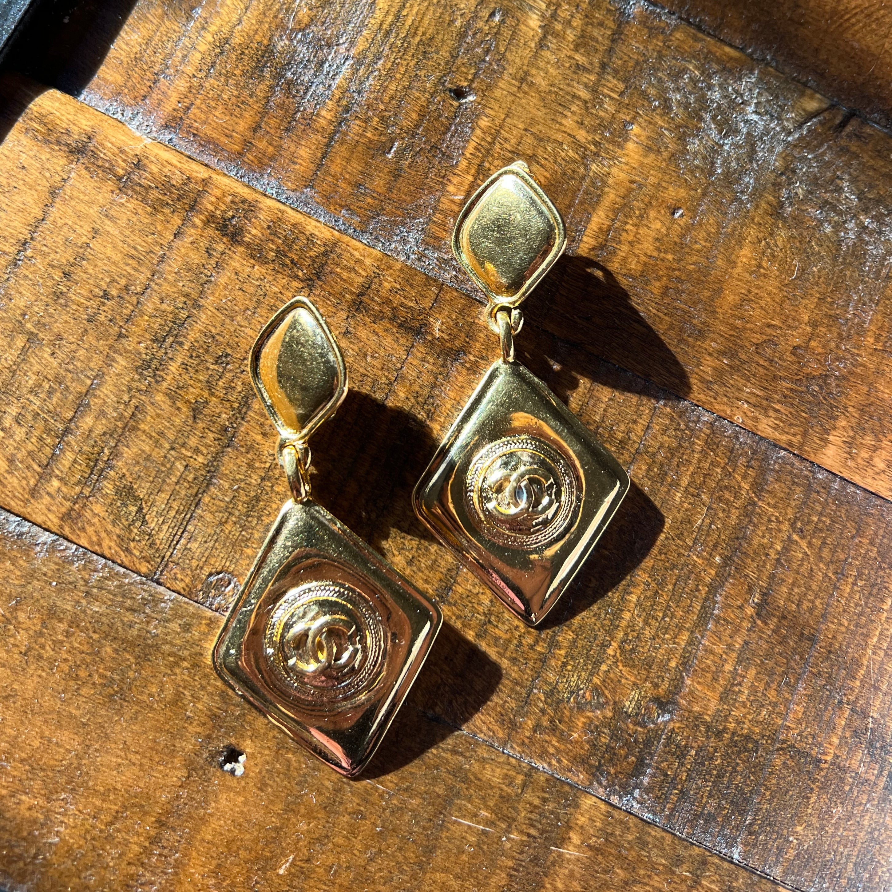 Chanel Vintage 80s Rhombus Earrings