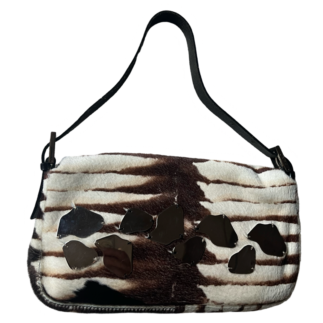 Fendi Vintage 1990s Baguette Animal Hair print and mirror charms