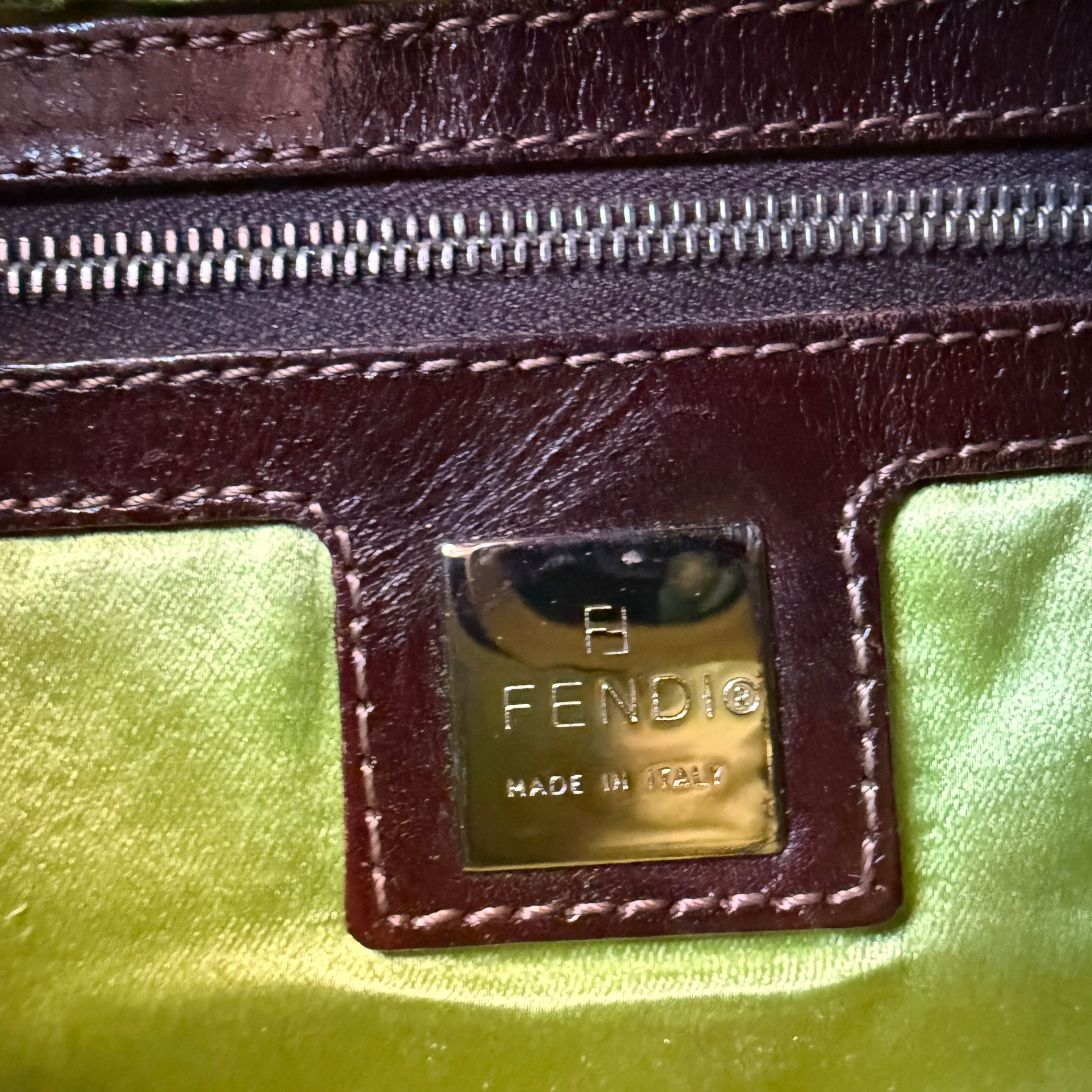 Fendi Denim Floral Embroidered Baguette