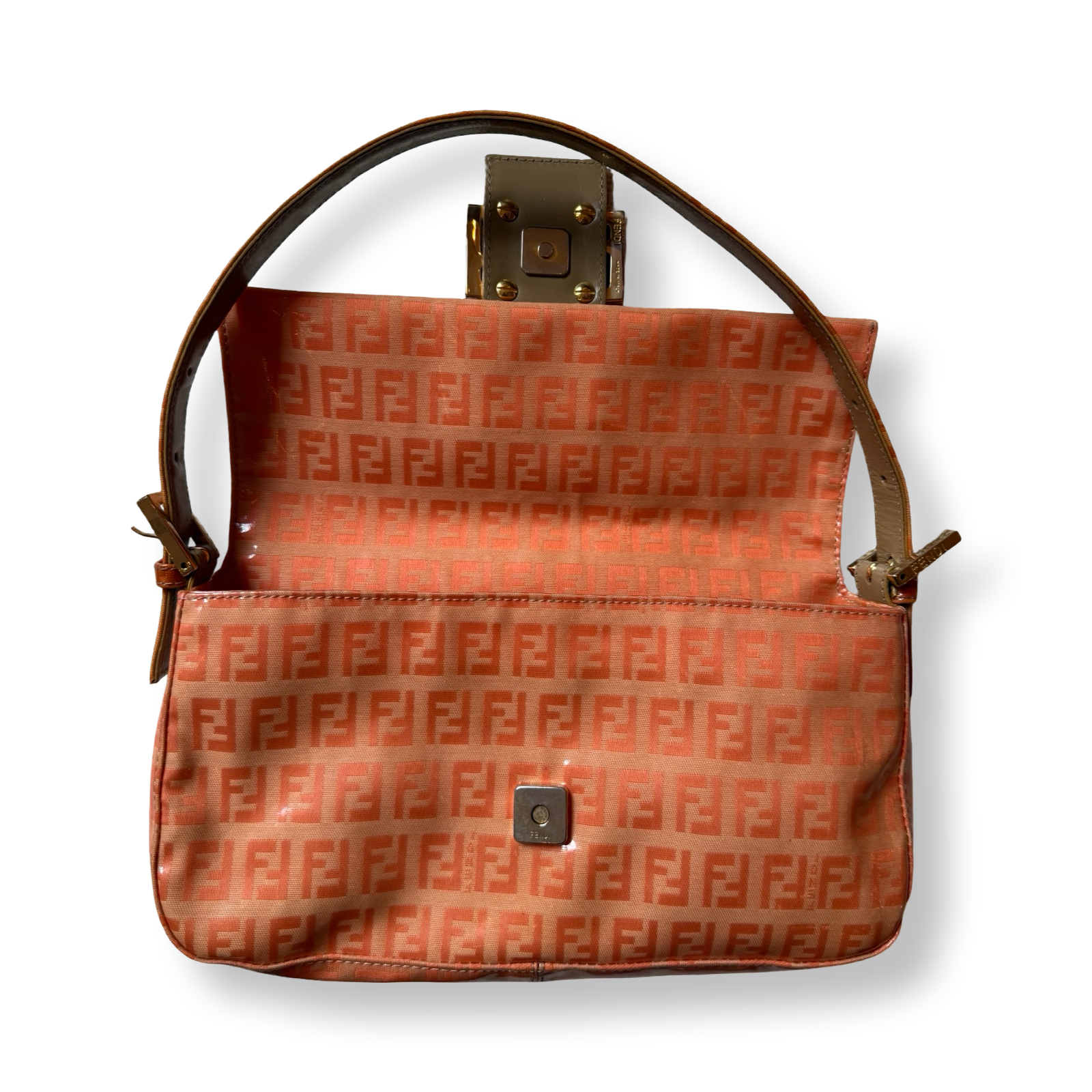 Fendi Baguette Patent Zucchino Vintage Orange authentic y2k bag
