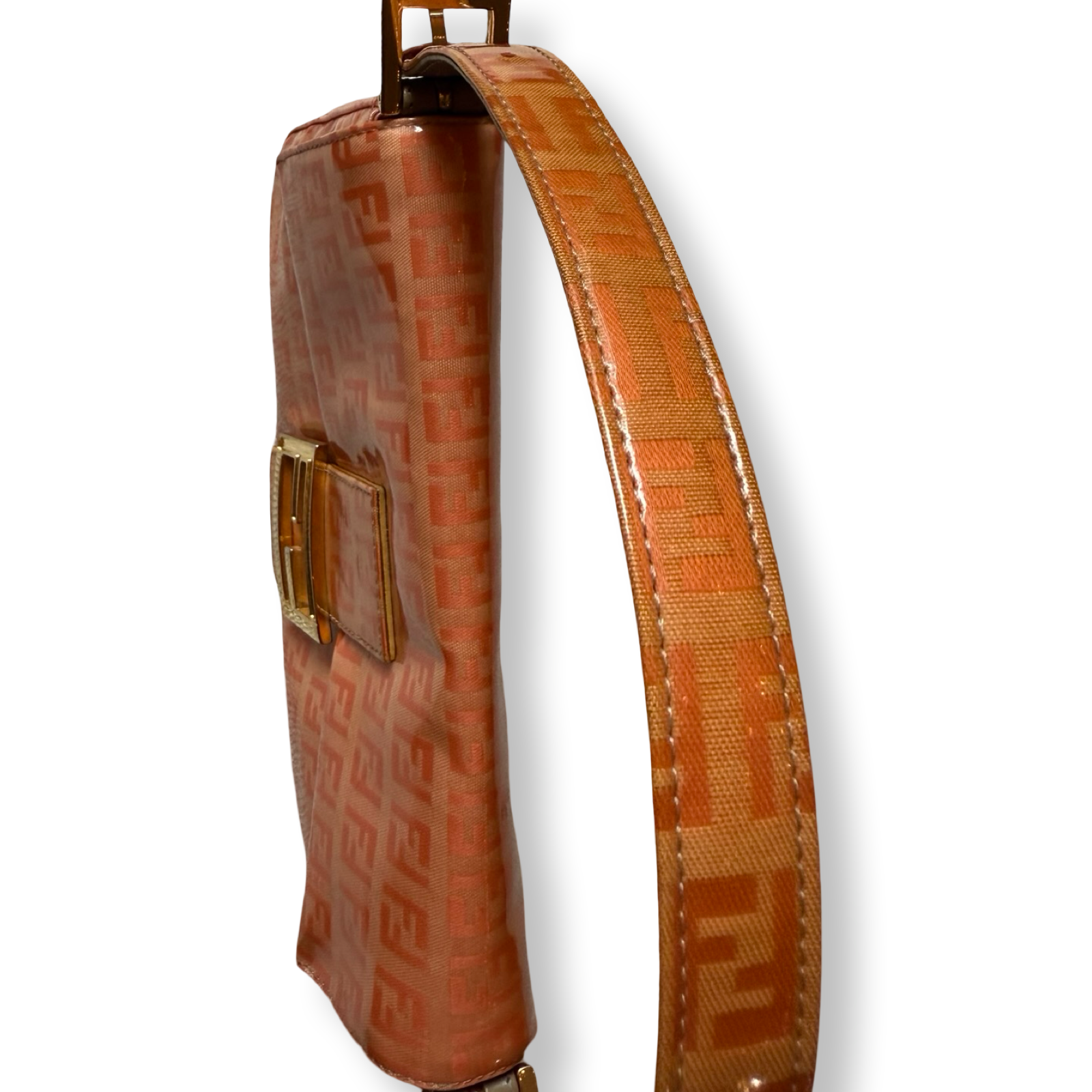 Fendi Baguette Patent Leather orange bag authentic vintage y2k