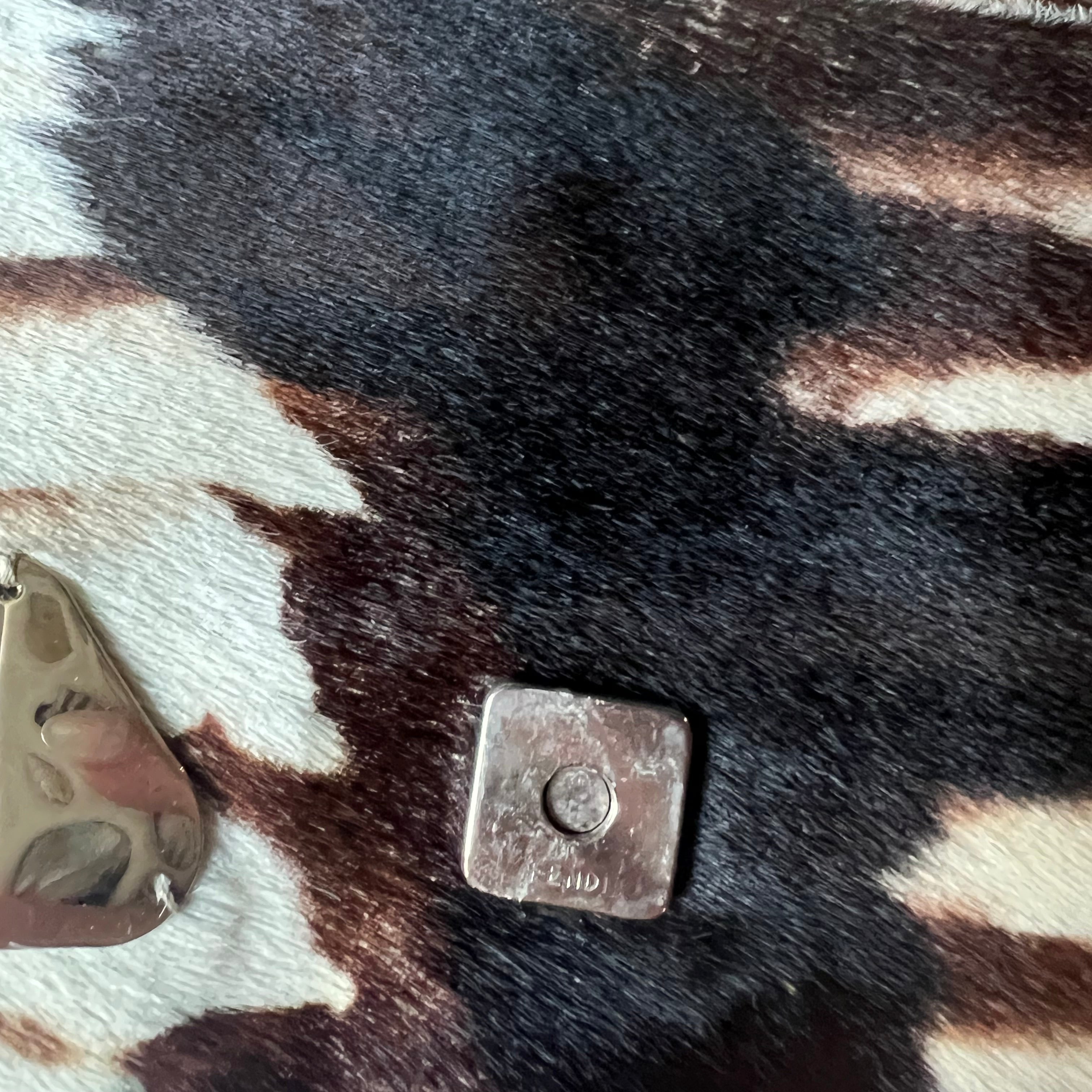 Vintage Baguette Fendi Animal Hair Mirror charms handbag