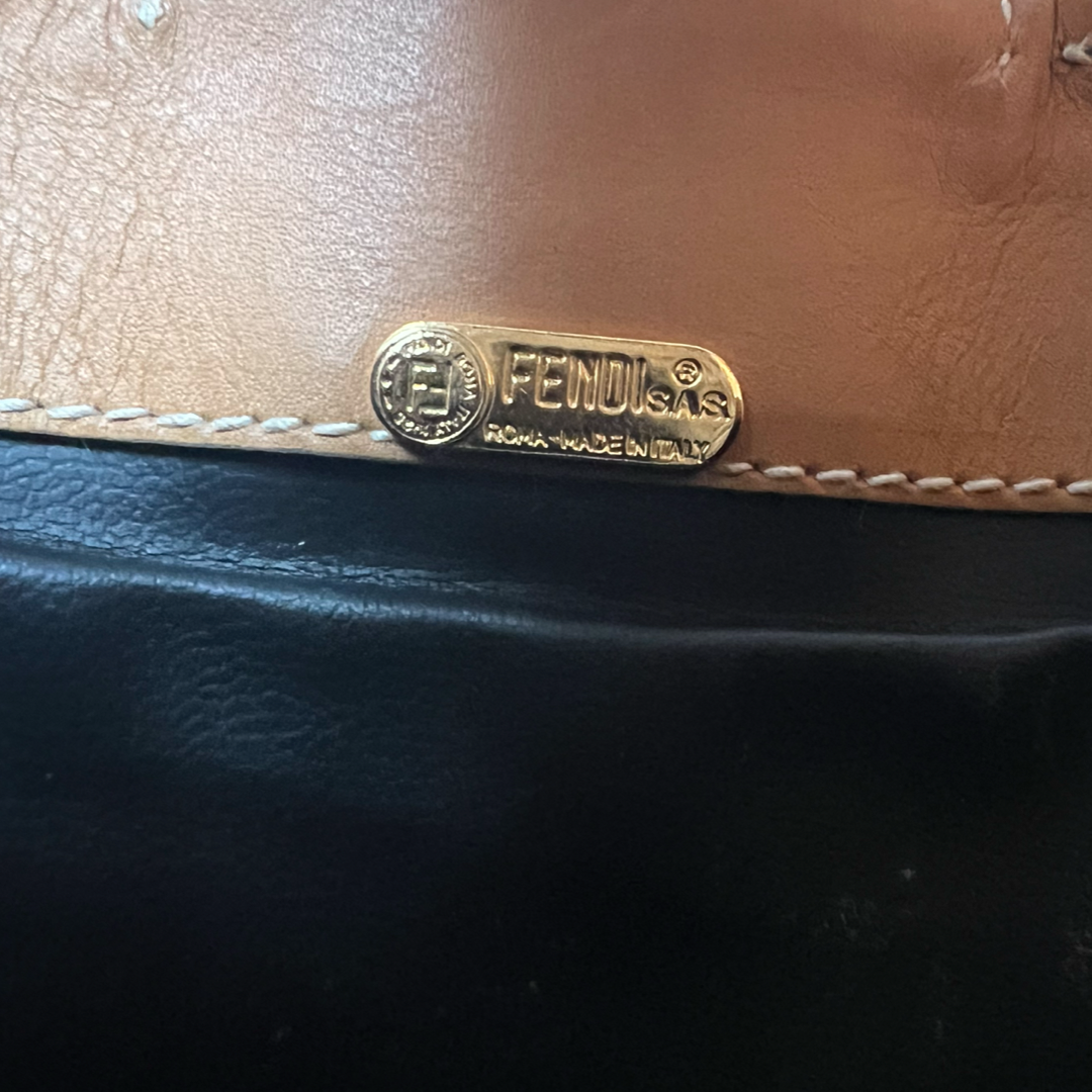 Vintage Fendi Clutch Signature print zucca brown & caramel leather