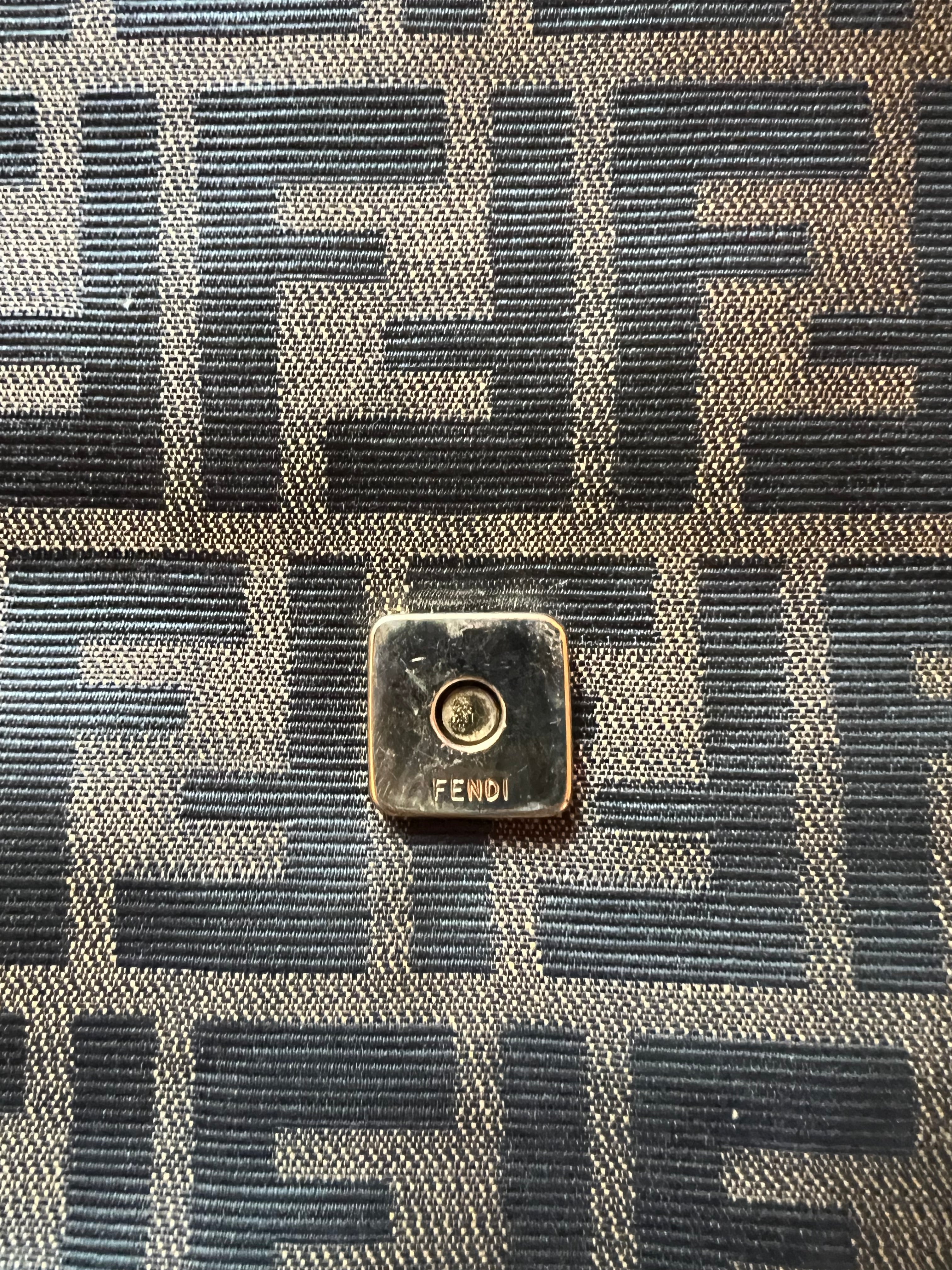 vintage Fendi Authentic Handbag Clutch Purse Zucca Pattern brown signature