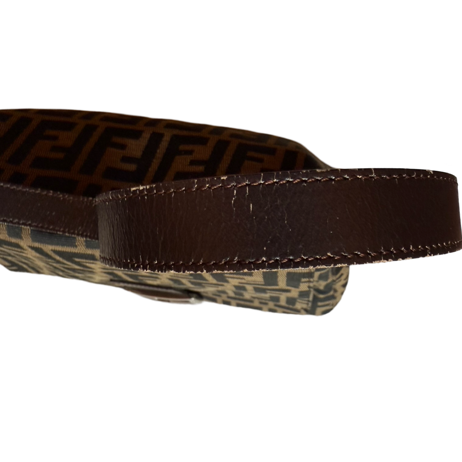 Fendi authentic classic baguette original pattern signature brown pattern leather and canvas