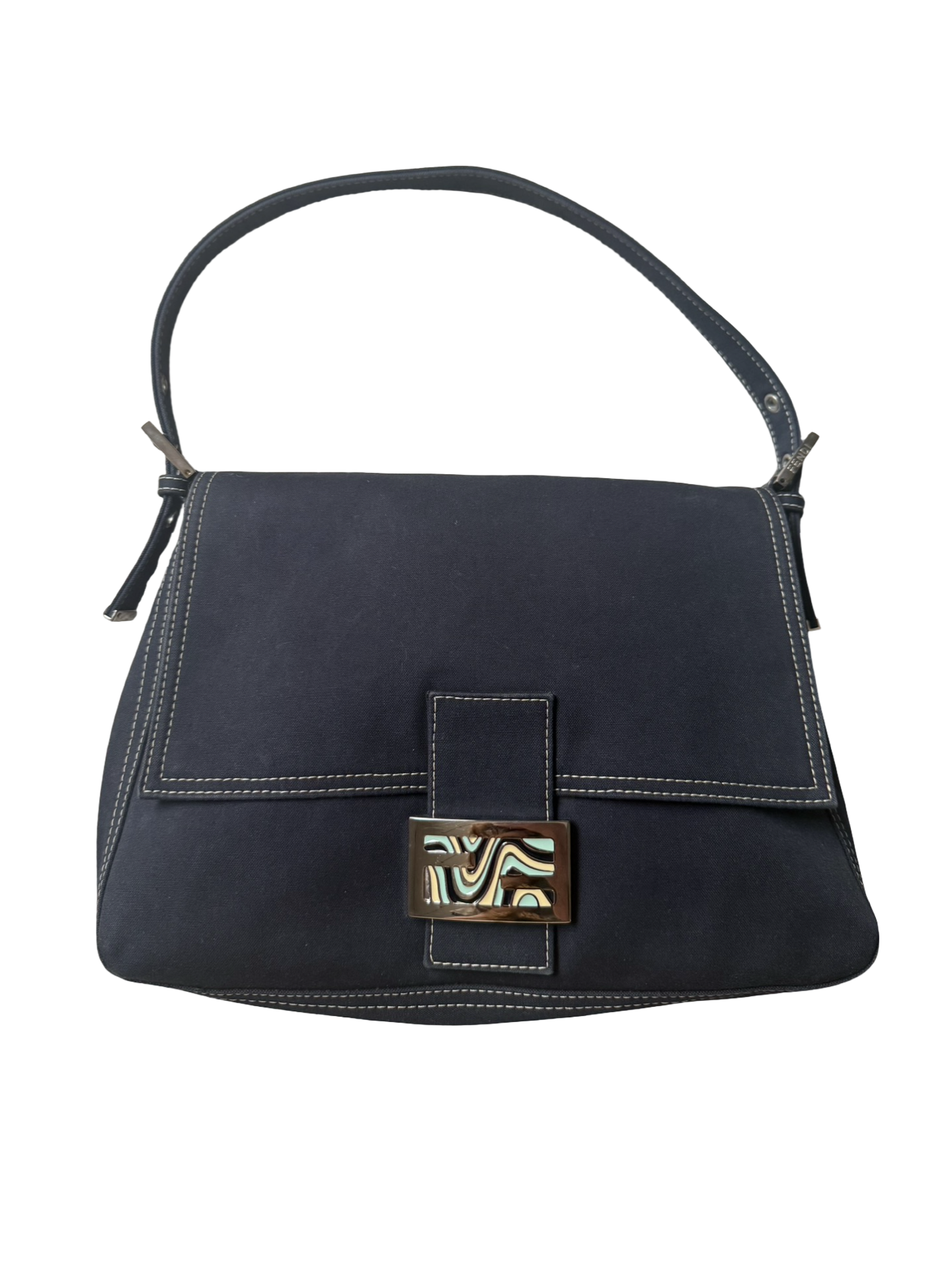 Fendi Mama Baguette Dark Rinse Canvas