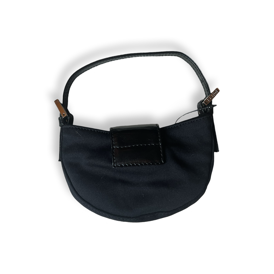 Fendi Mini Croissant Black Bag with Silver hardware