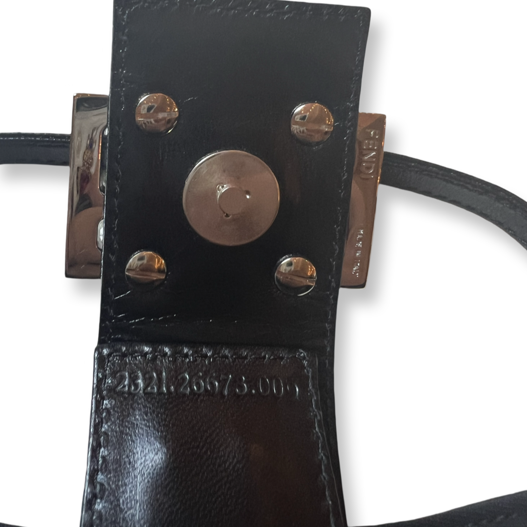 Fendi Mini Pochette Baguette Croissant Black Fabric & Leather
