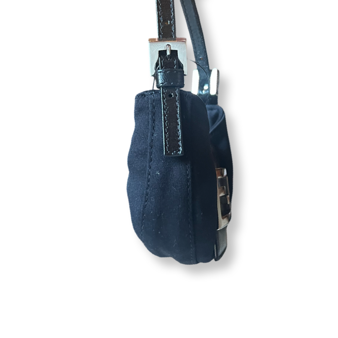 Fendi Mini Croissant Pochette Bag Black with Silver Hardware