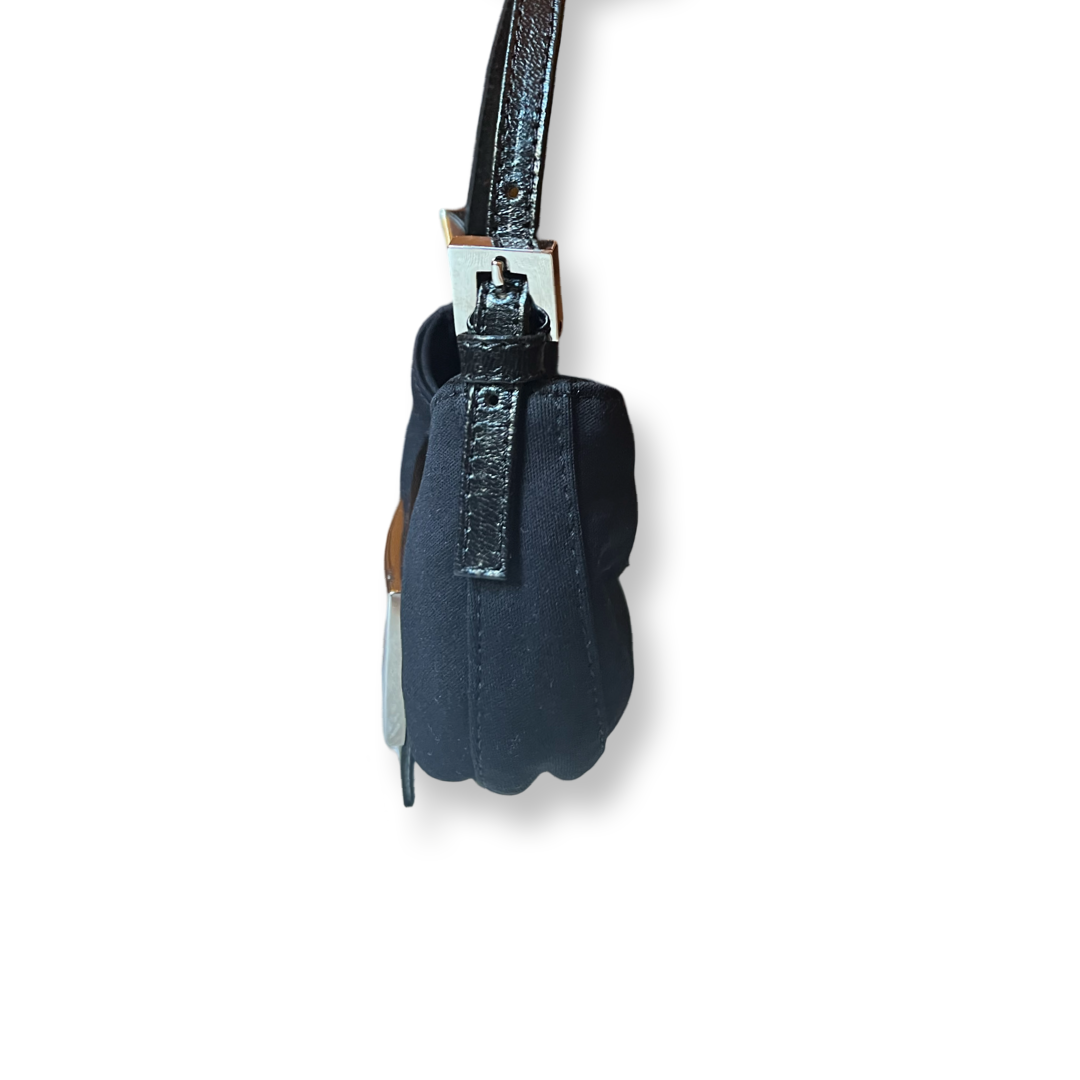 Fendi Mini Baguette Croissant Shape Black Handbag