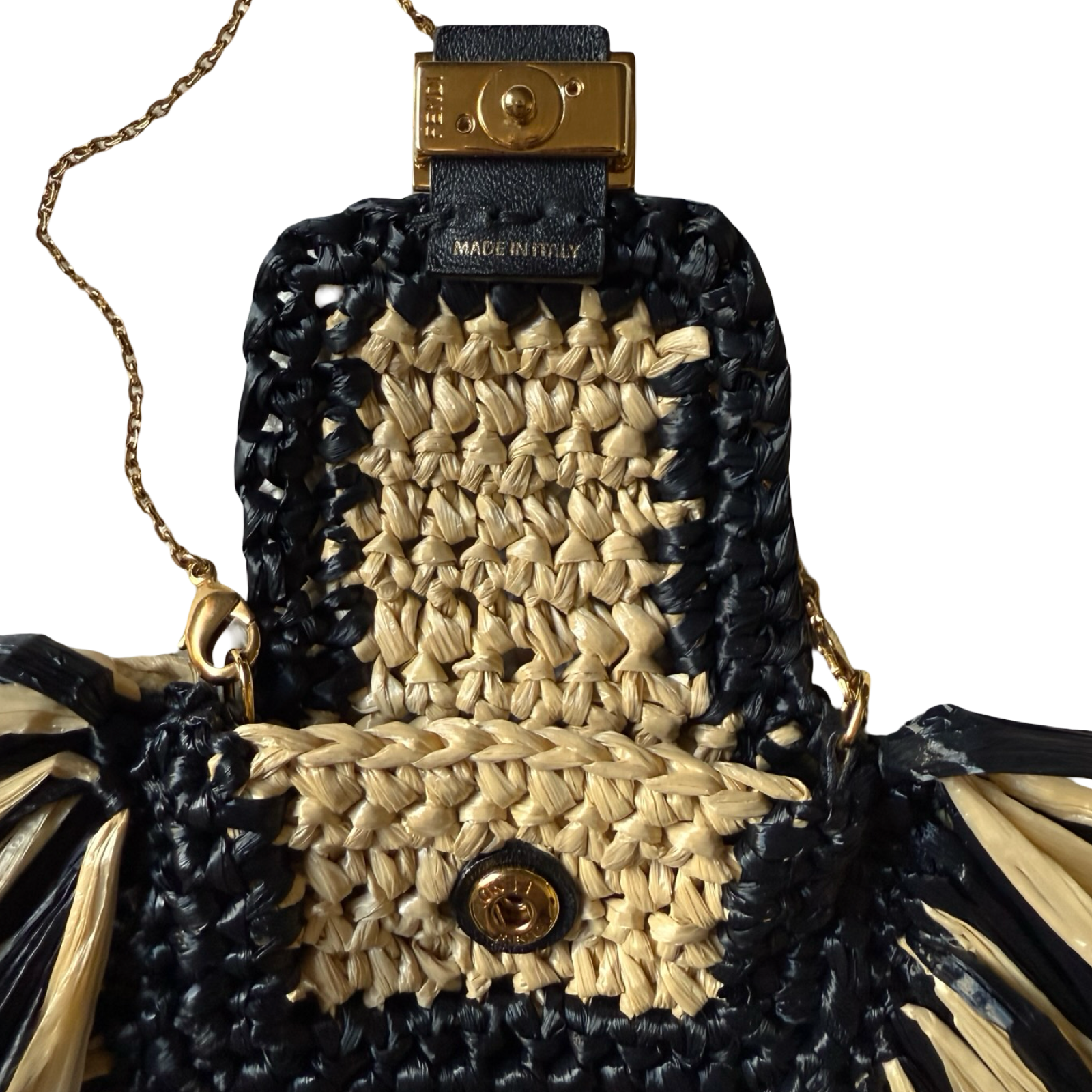 Authentic Fendi micro mini summer baguette straw