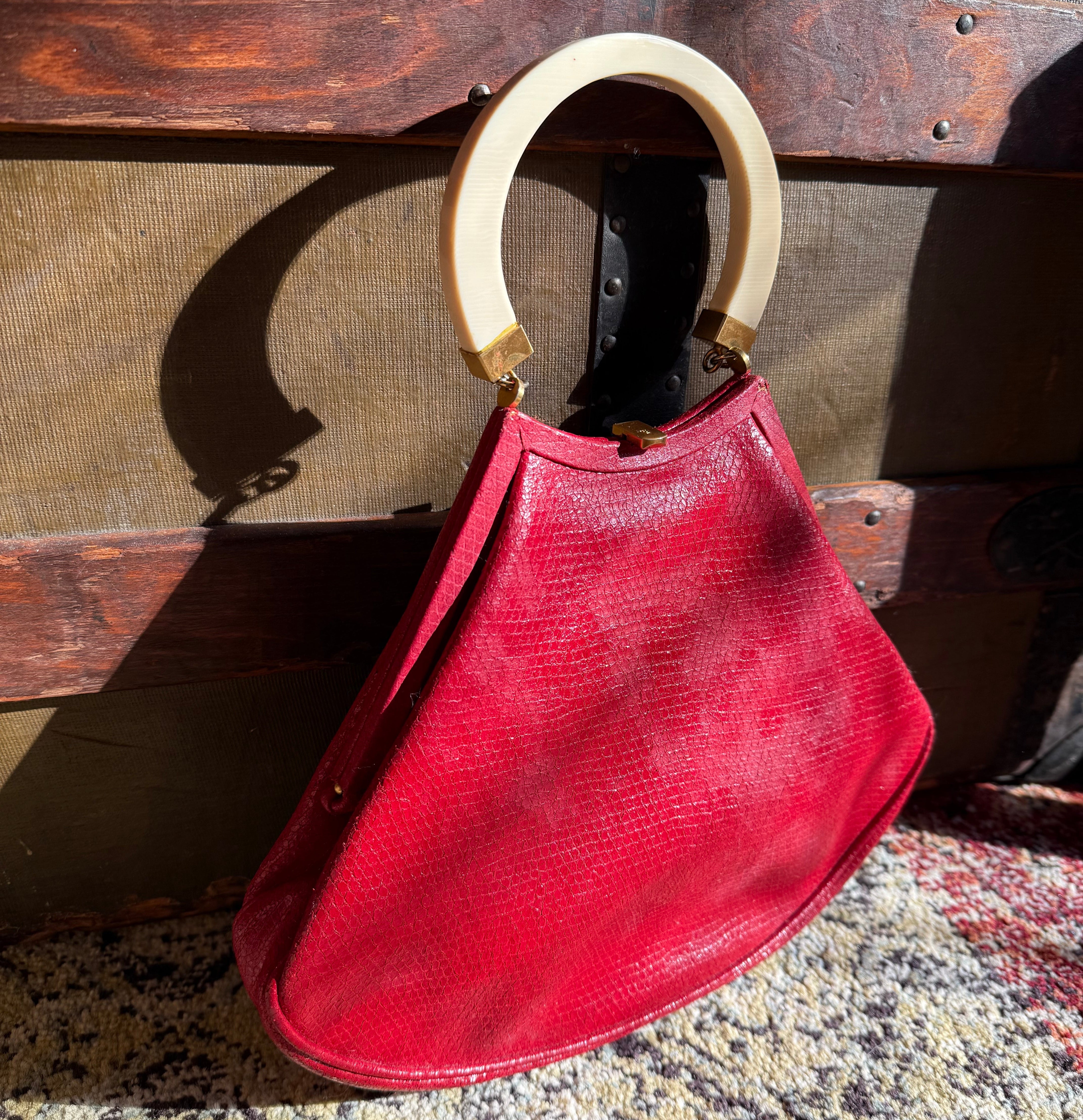 Fendi authentic rare vintage python and lucite handle handbag purse