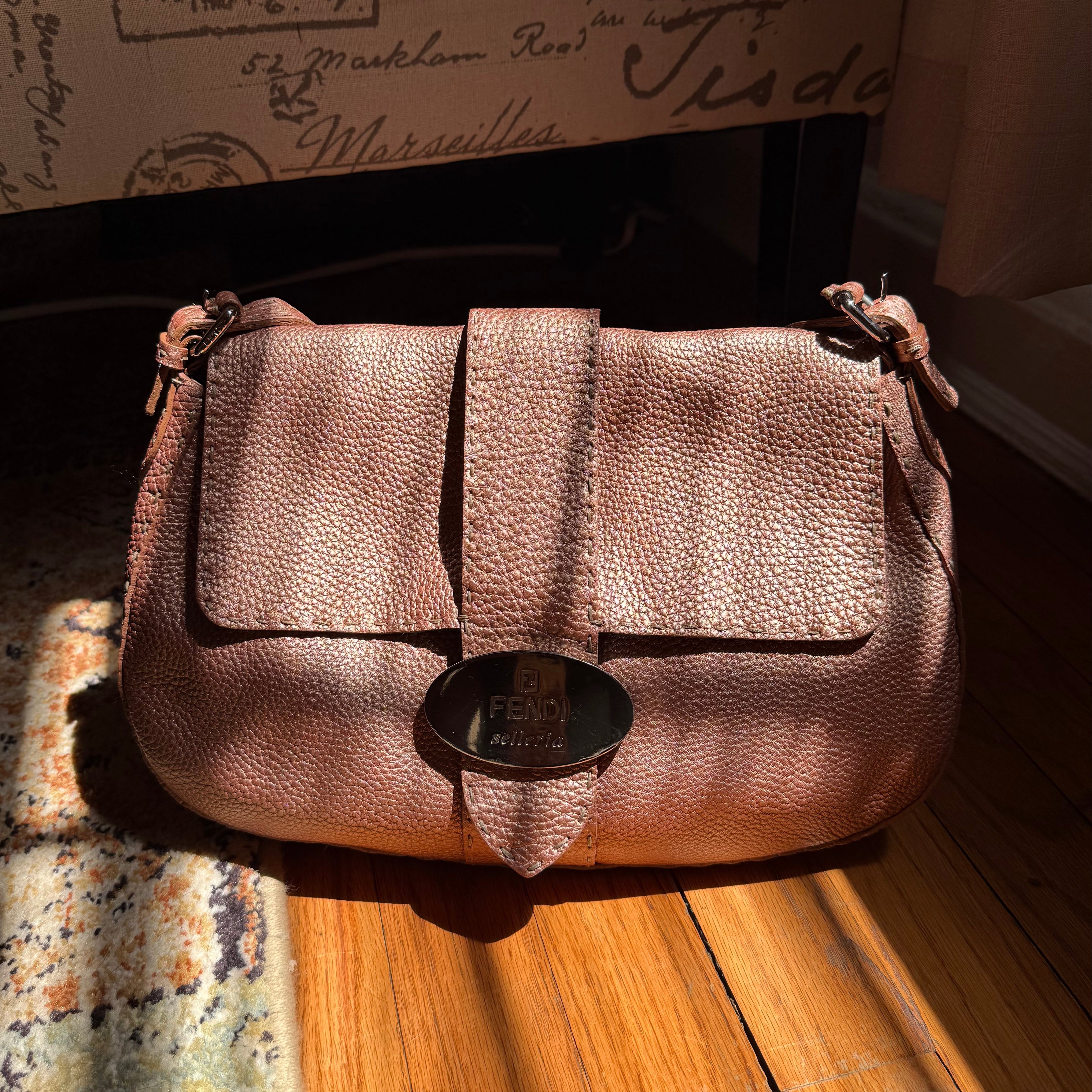 Fendi Vintage Selleria Metallic Baguette