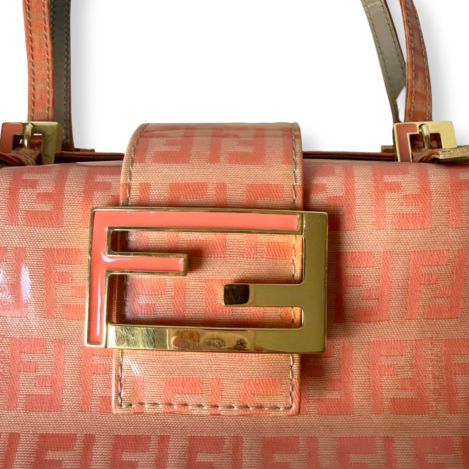 authentic Fendi baguette box bag orange zucchini ff pattern