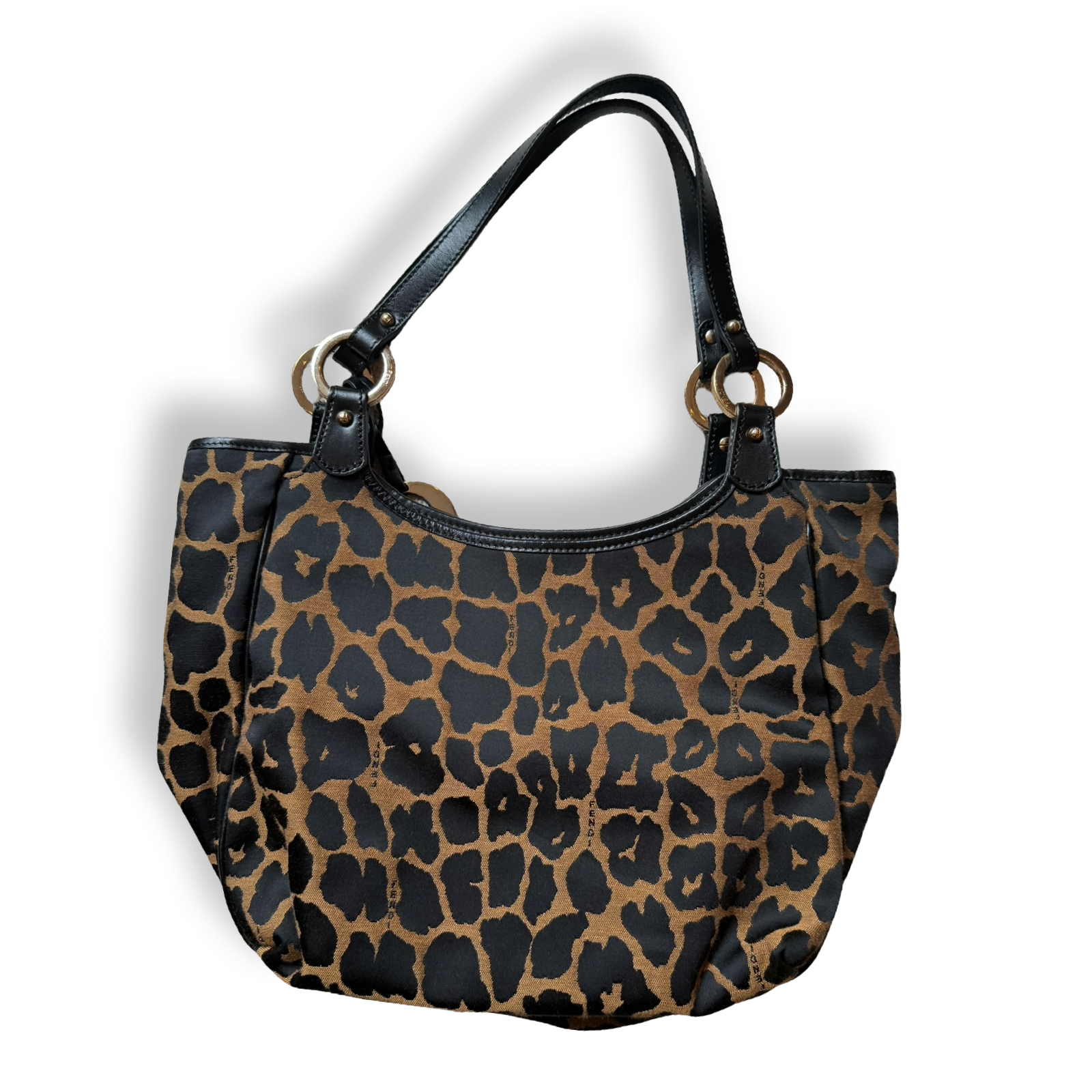 Fendi_Vintage_Leopard_Tote authentic black and brown