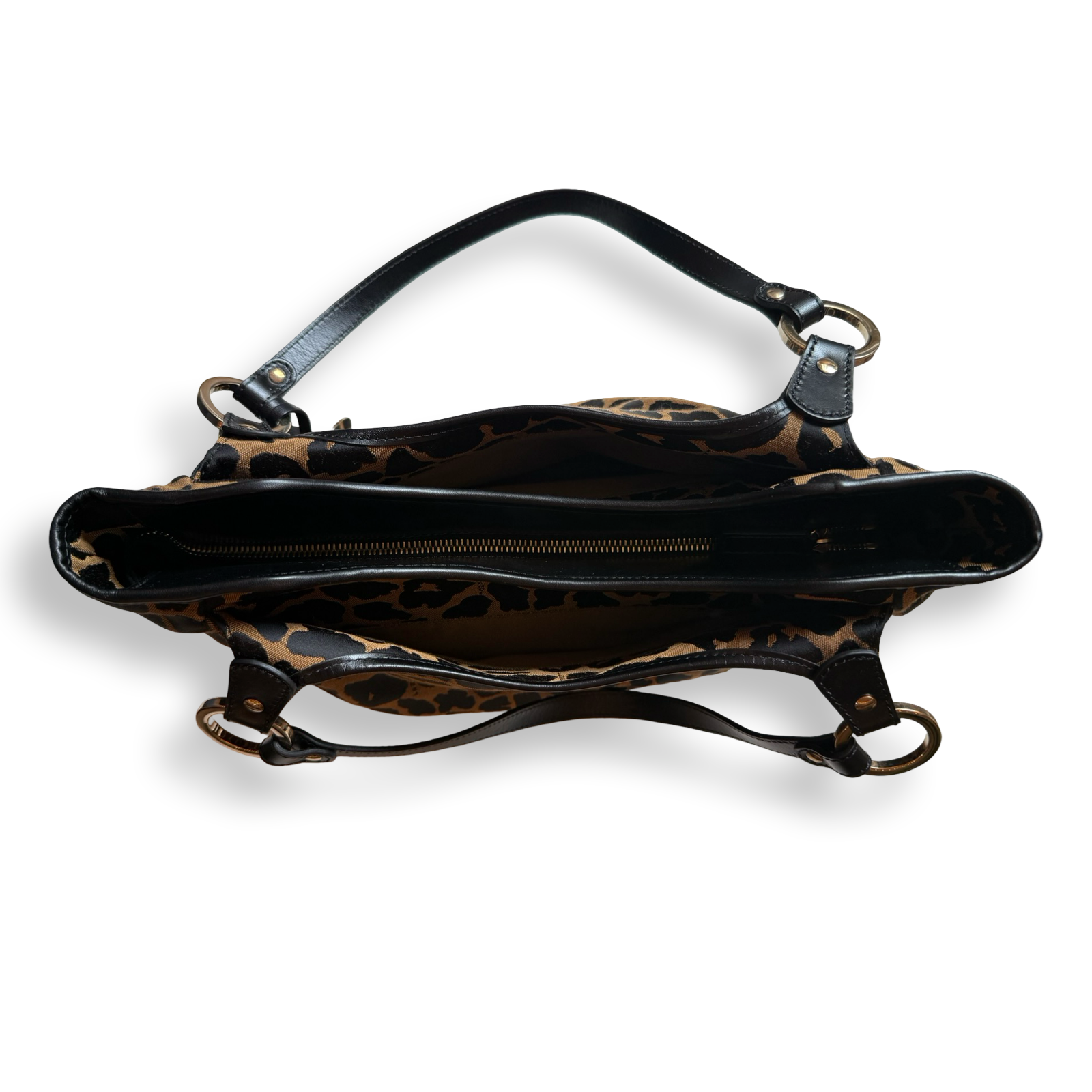 Fendi Vintage leather Black Leopard Pattern tote bag