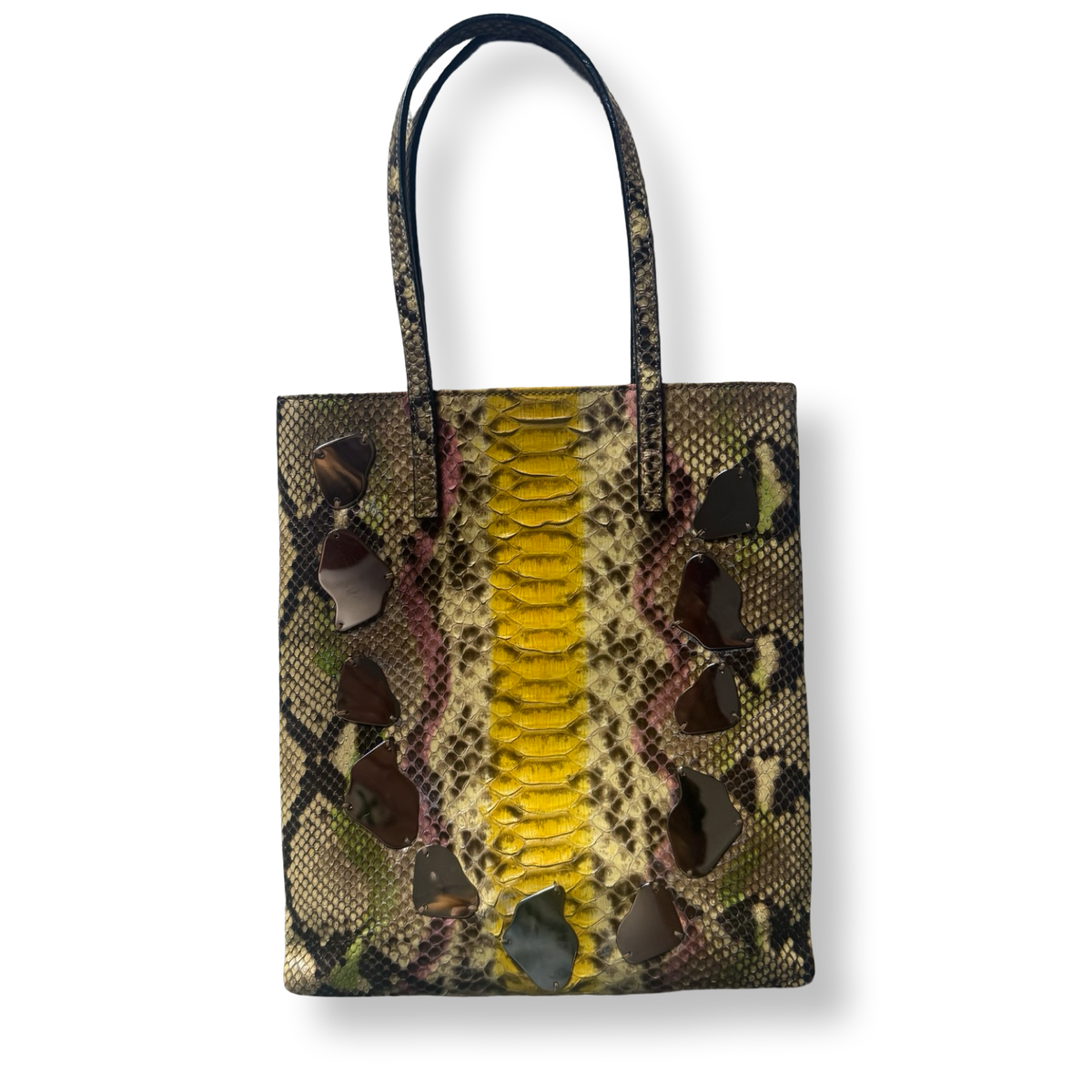 Fendi Vintage 2000 authentic Python skin multi Color Mirrored Mini Tote y2k