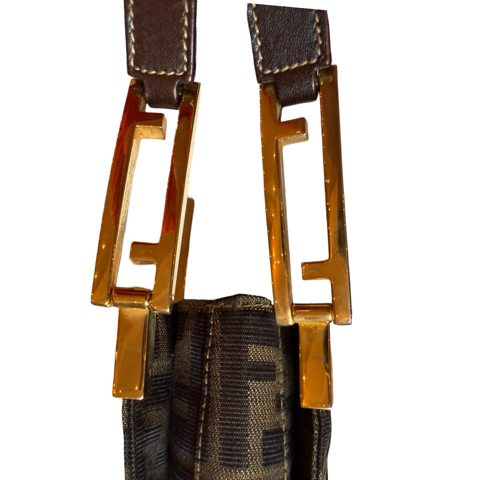 Fendi Vintage Authentic Shoulder Bag Classic Pattern with Gold Hardware