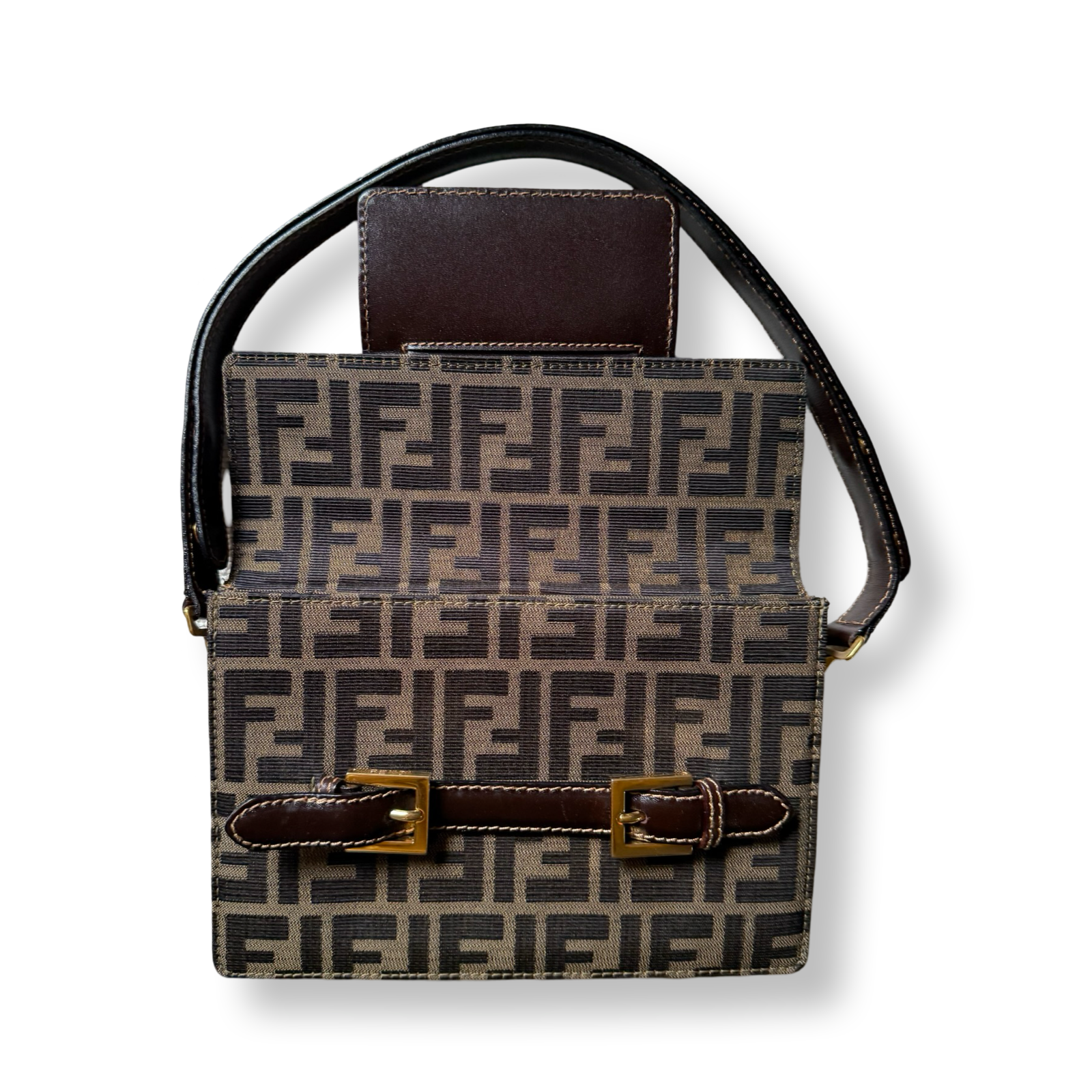 Rare vintage Fendi Bag with Gold Hardware & Signature Pattern retro