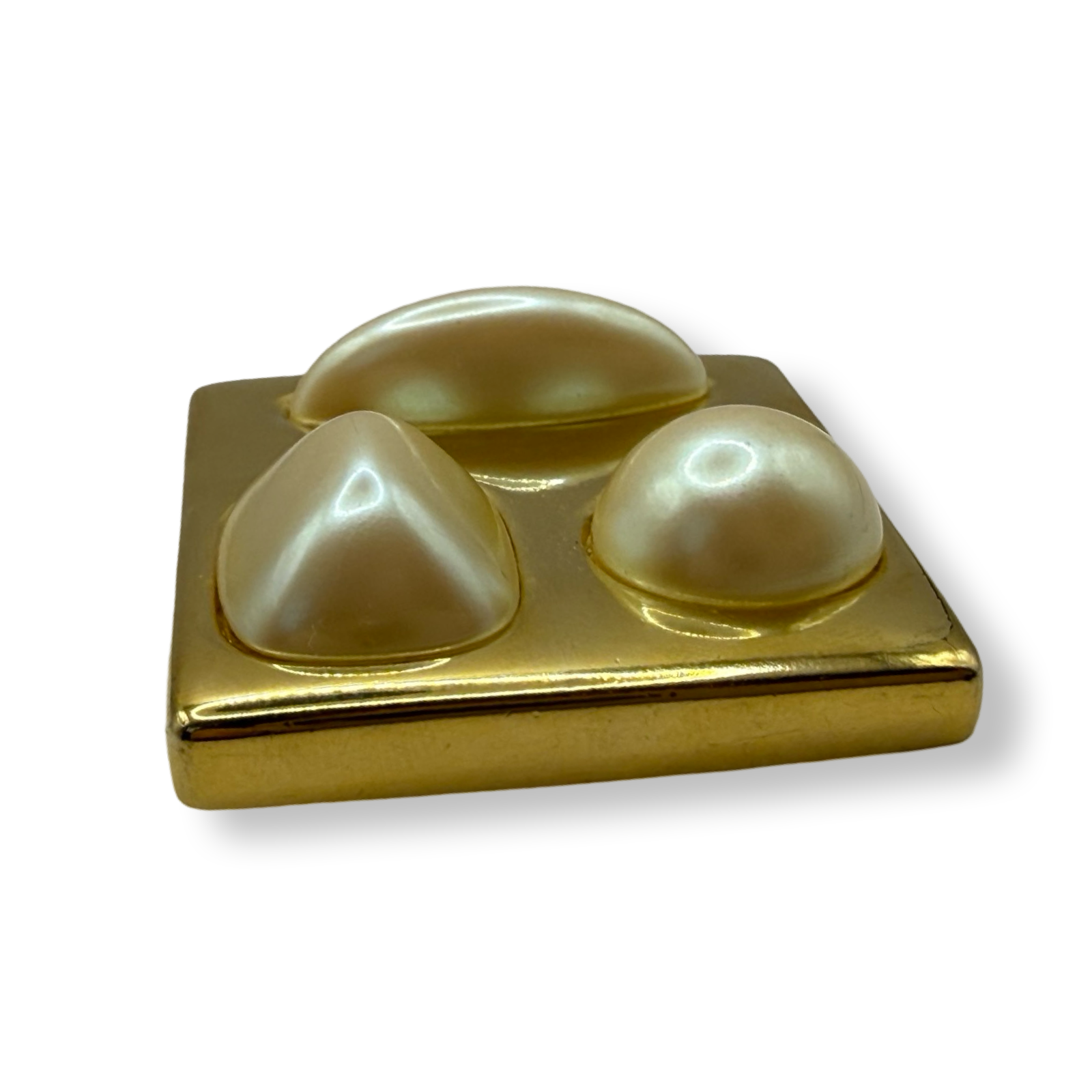 Givenchy authentic pendant pin square gold plated with faux pearl