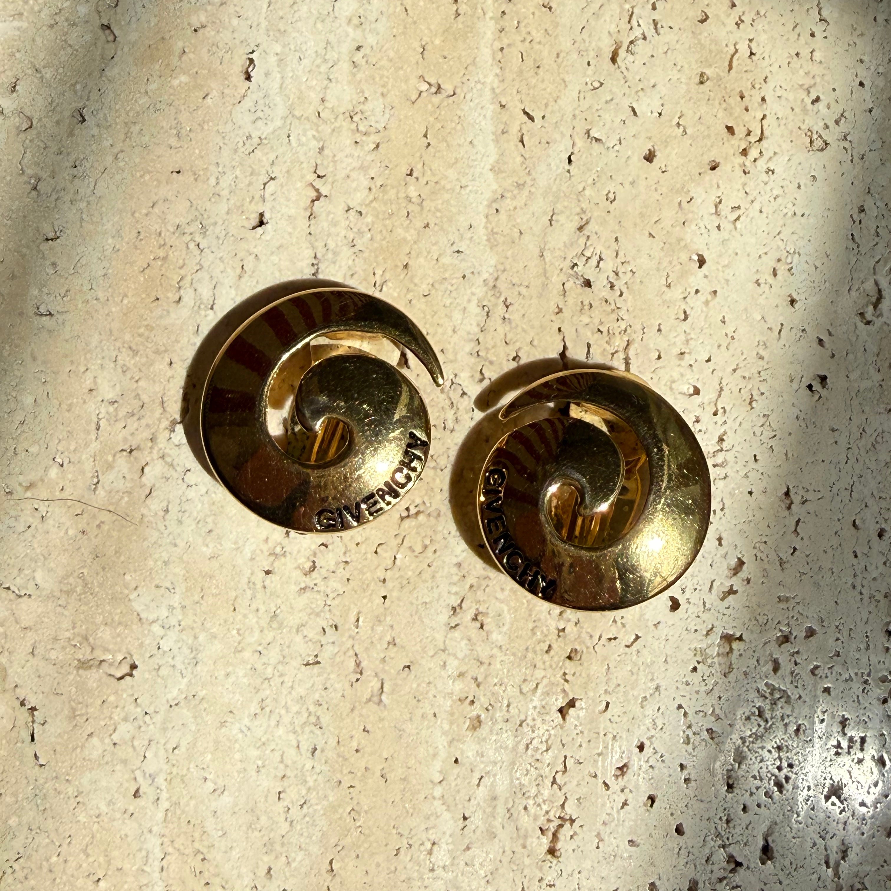Givenchy Vintage Authentic Gold Swirl Earrings 1980s