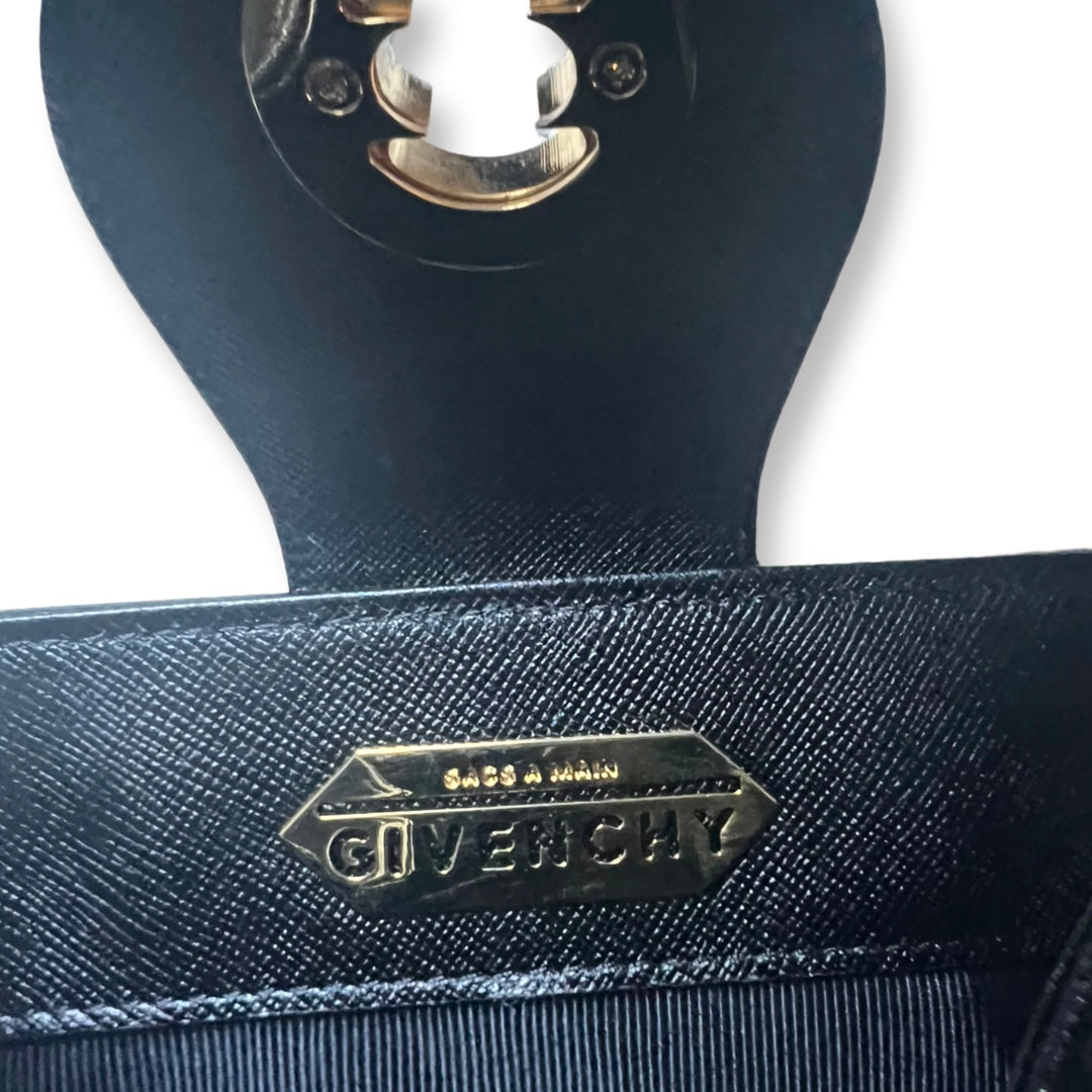 Givenchy black leather retro handbag gold hardware