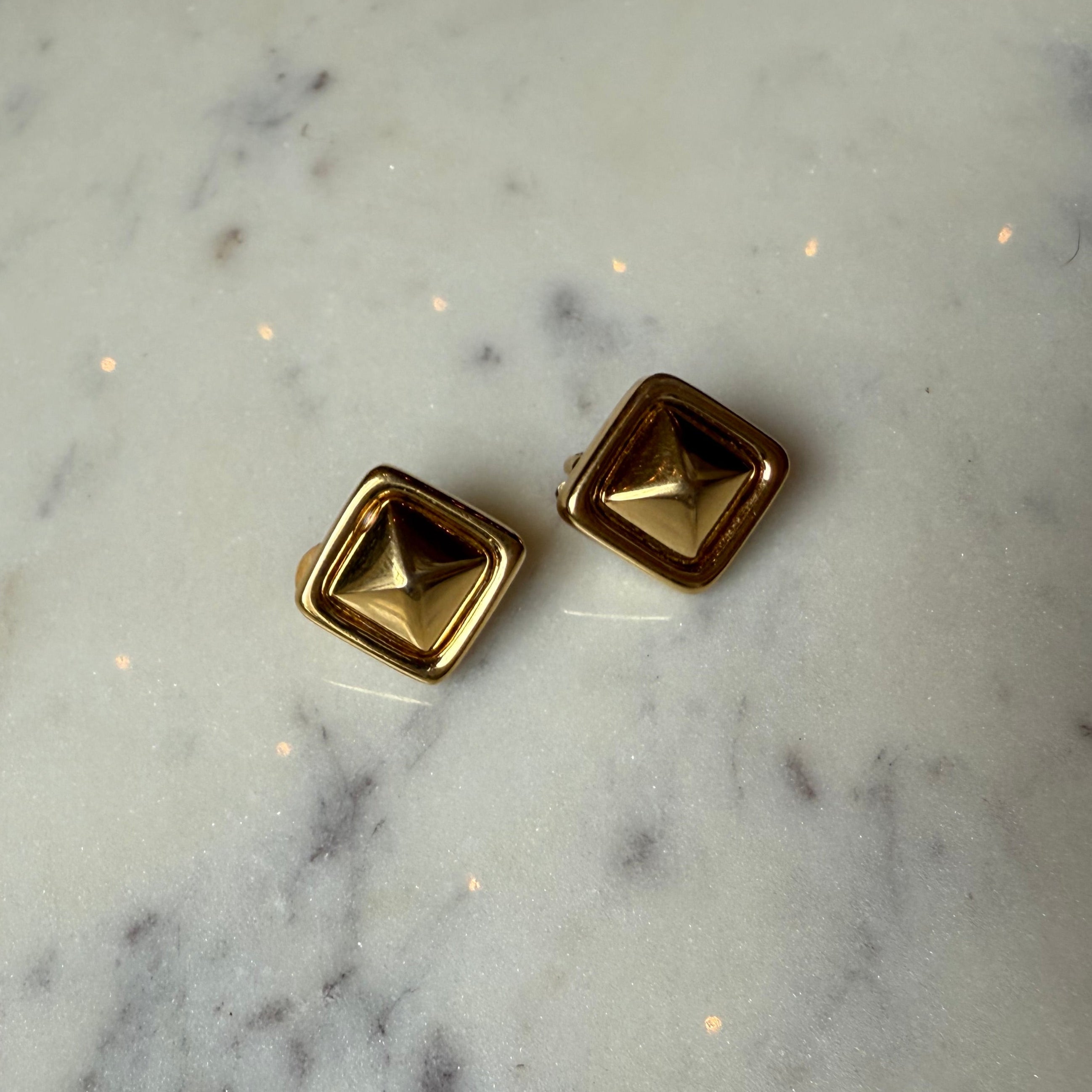 Givenchy Vintage Gold pyramid style Stud Earrings