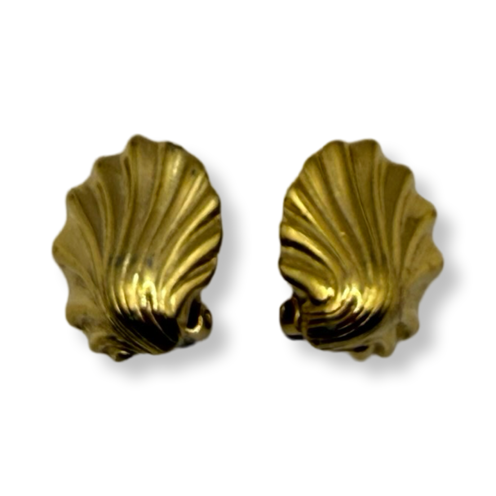 Givenchy Retro authentic Vintage Gold Wavy Shell shape earrings clip on