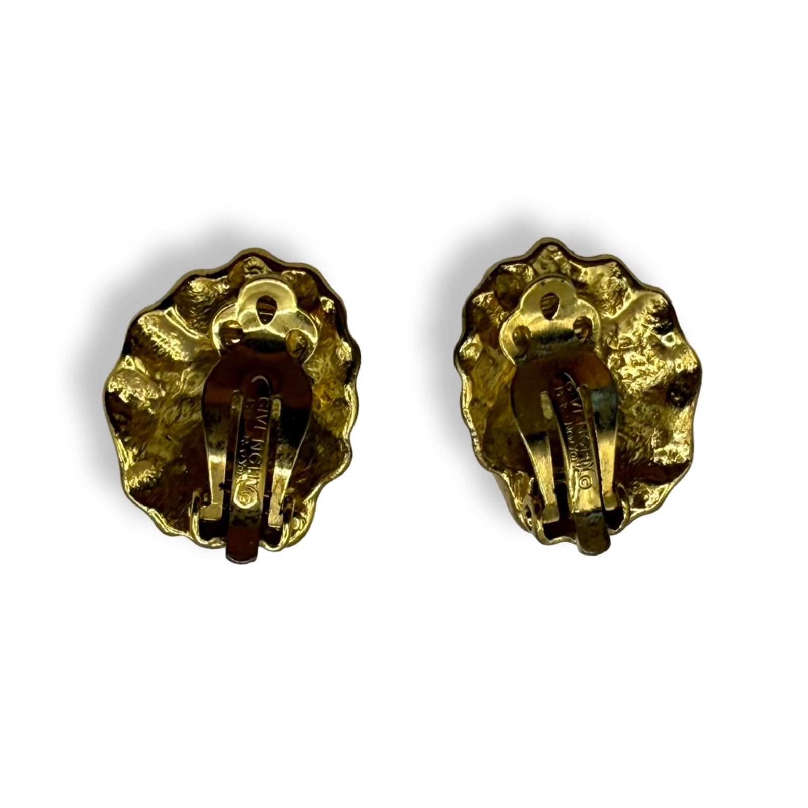 Givenchy Vintage Gold Shell Earrings unique shape authentic