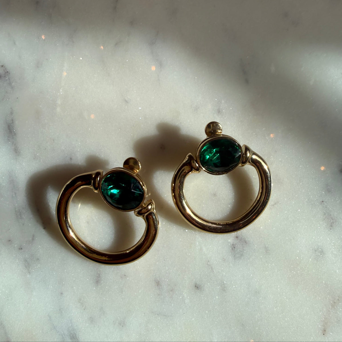Givenchy Vintage Green Cabochon Earrings